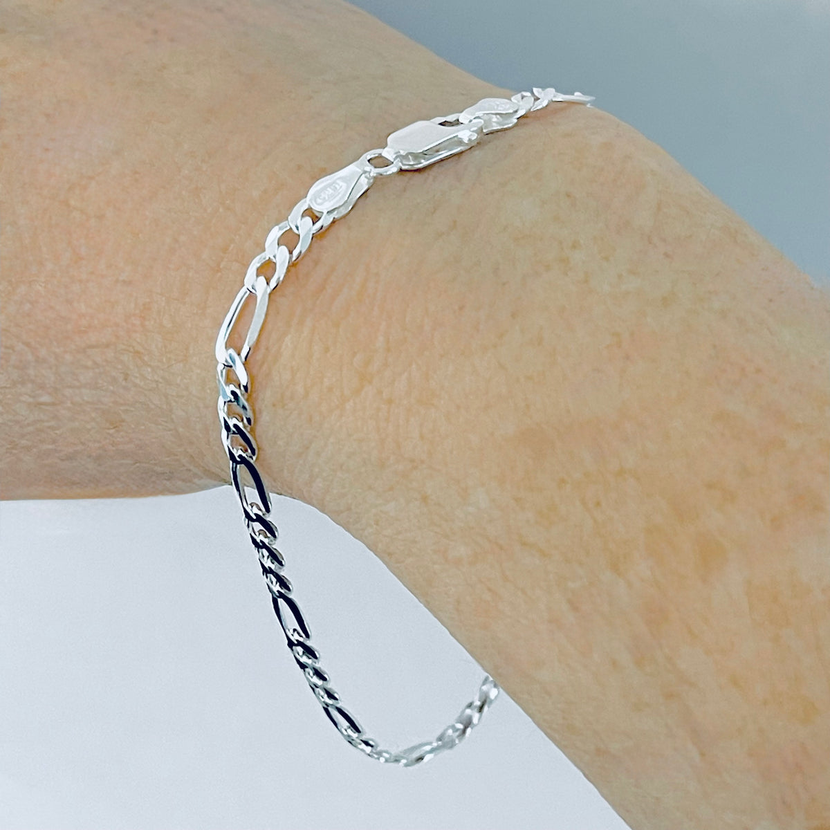 925 Sterling Silver Unisex Italian Figaro Bracelets | 4mm Link Chain Bracelet Anklets