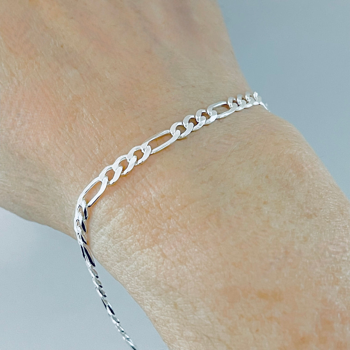 925 Sterling Silver Unisex Italian Figaro Bracelets | 4mm Link Chain Bracelet Anklets