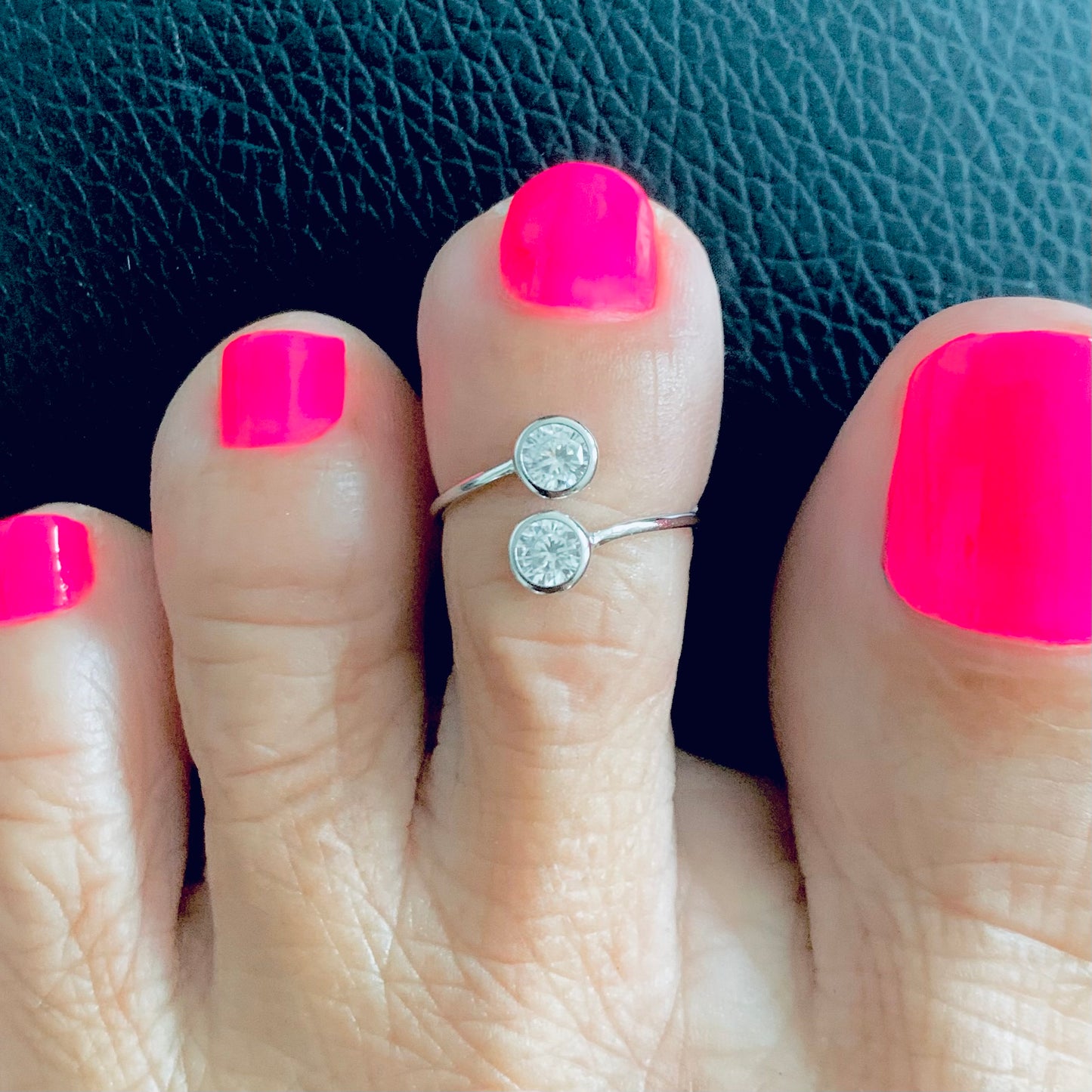 925 Sterling Silver Wraparound Round CZ Toe Ring | Minimalist Dainty Silver Rings