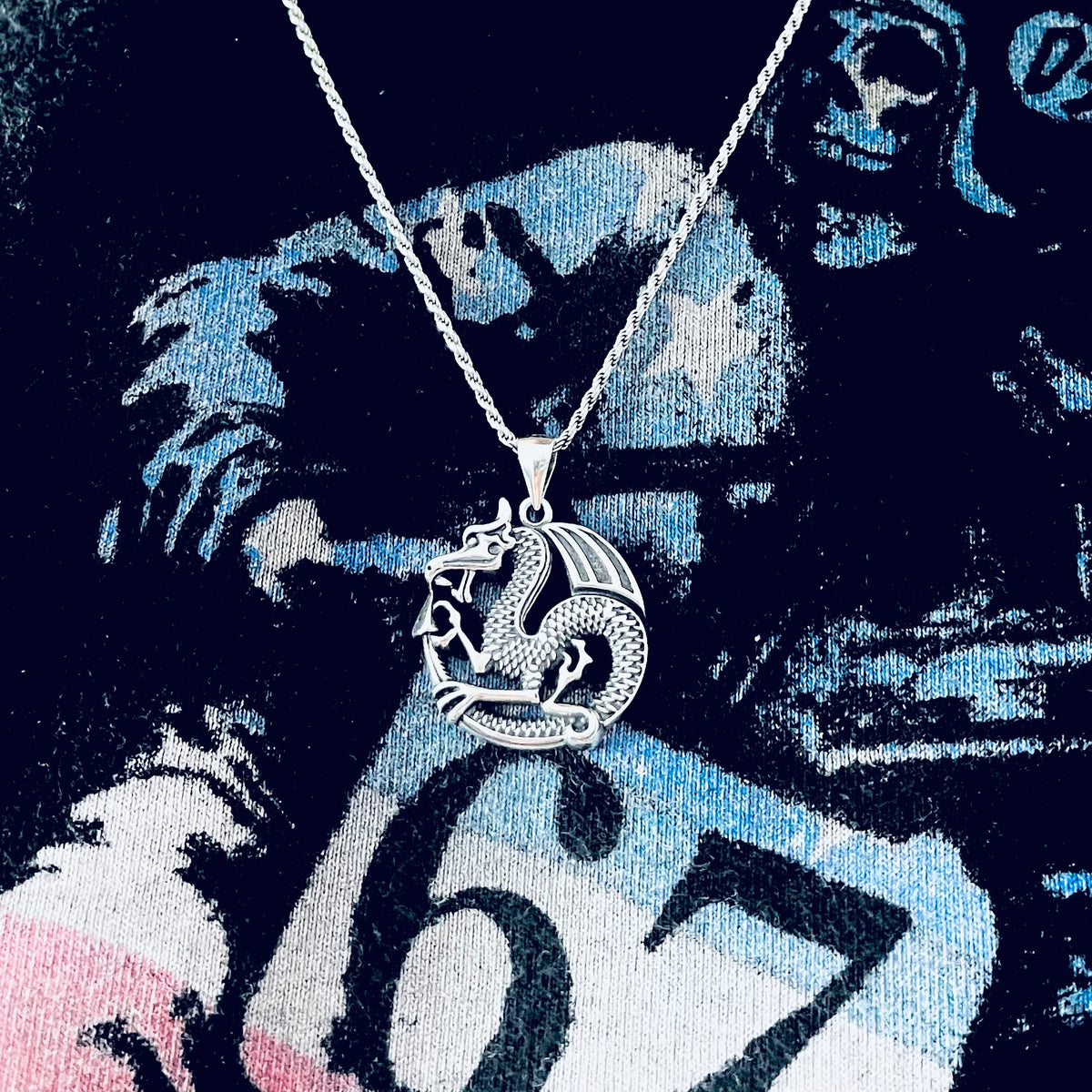 925 Sterling Silver Dragon Necklace | Unisex Serpentine Creature Pendant Chain