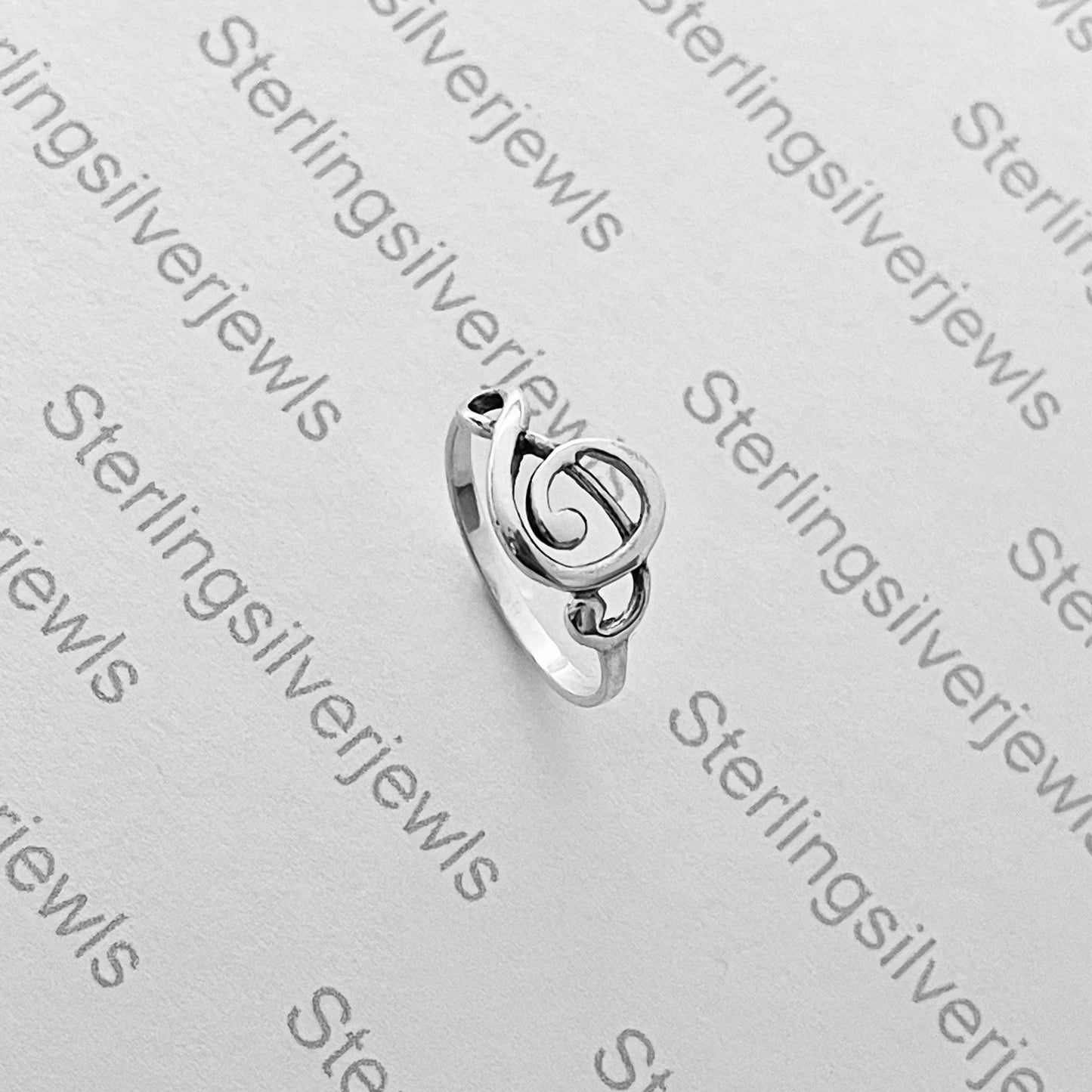 Sterling Silver Sideway Clef Note Ring, Singer Ring, Notes Silver Rings, Musician Ring