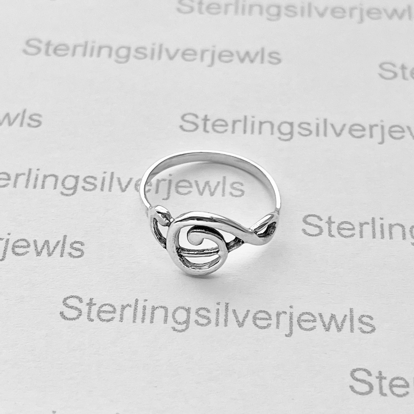 Sterling Silver Sideway Clef Note Ring, Singer Ring, Notes Silver Rings, Musician Ring