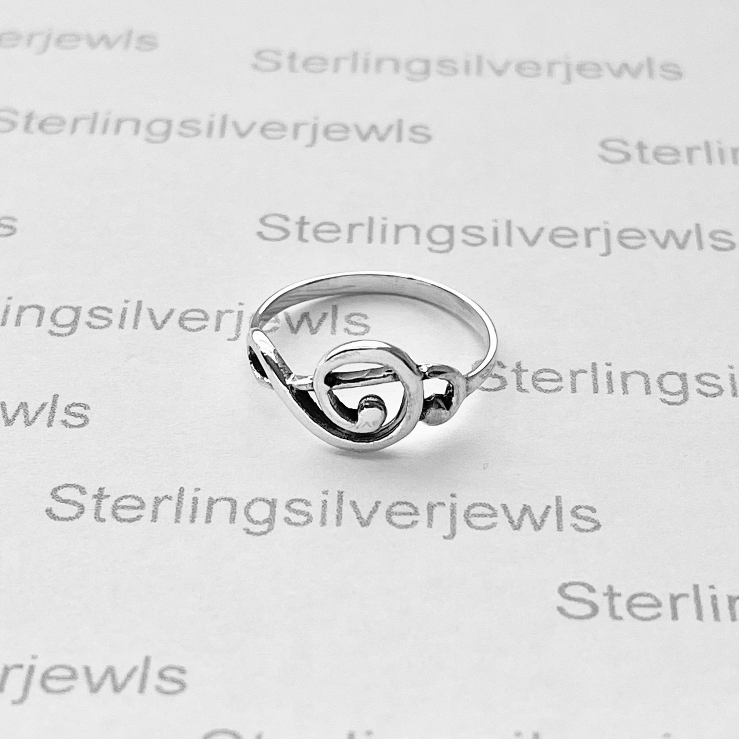 Sterling Silver Sideway Clef Note Ring, Singer Ring, Notes Silver Rings, Musician Ring