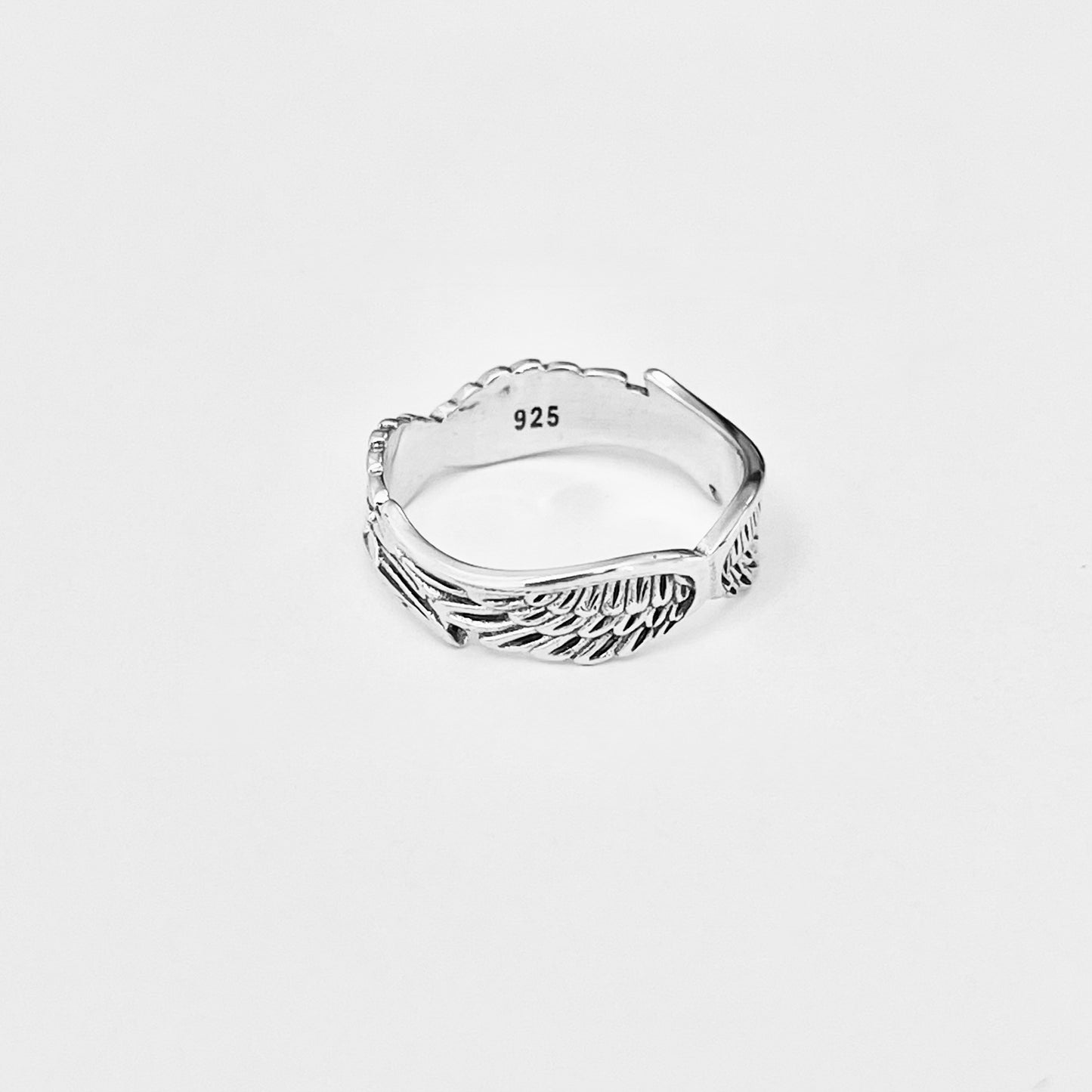 Sterling Silver Eternity Feather Ring, Angel Wing Rings, Spirit Bird Jewelry