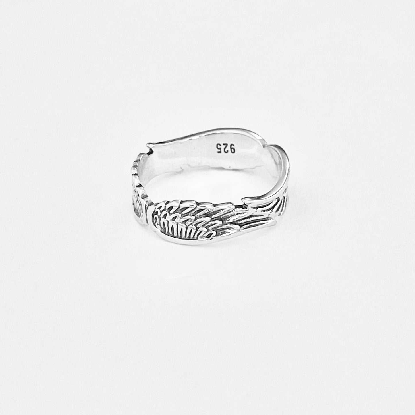 Sterling Silver Eternity Feather Ring, Angel Wing Rings, Spirit Bird Jewelry