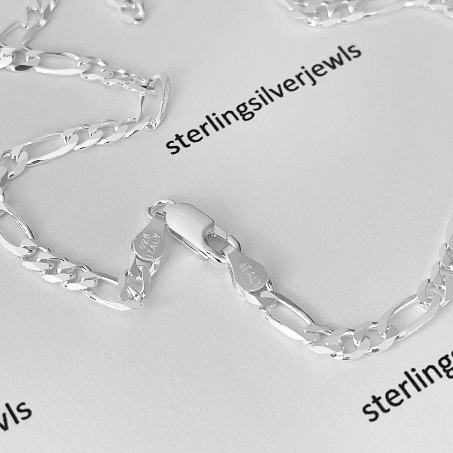 Sterling Silver Unisex High Polish Italian Figaro Necklace, Link Chain, Silver Necklaces, Chains