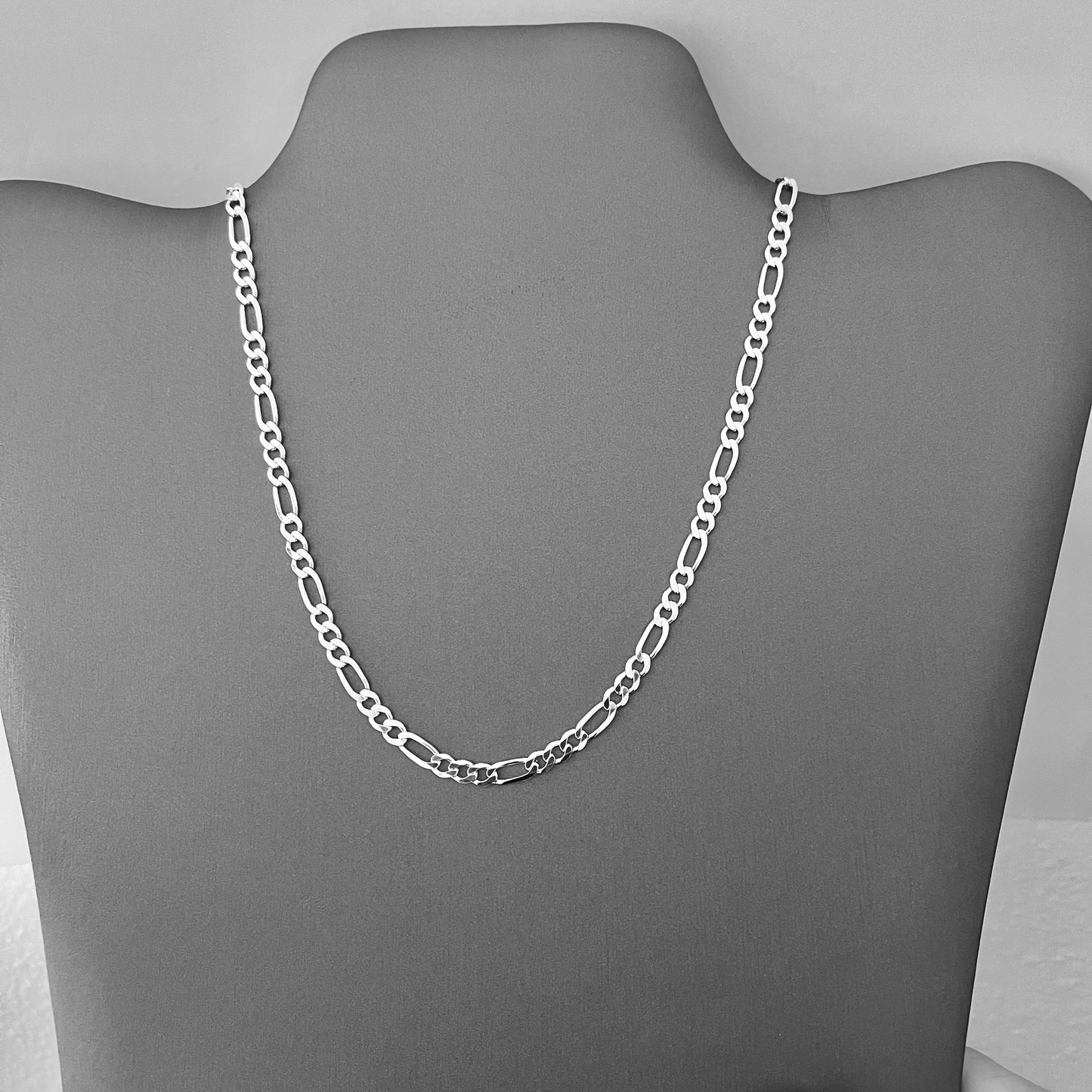 Sterling Silver Unisex High Polish Italian Figaro Necklace, Link Chain, Silver Necklaces, Chains