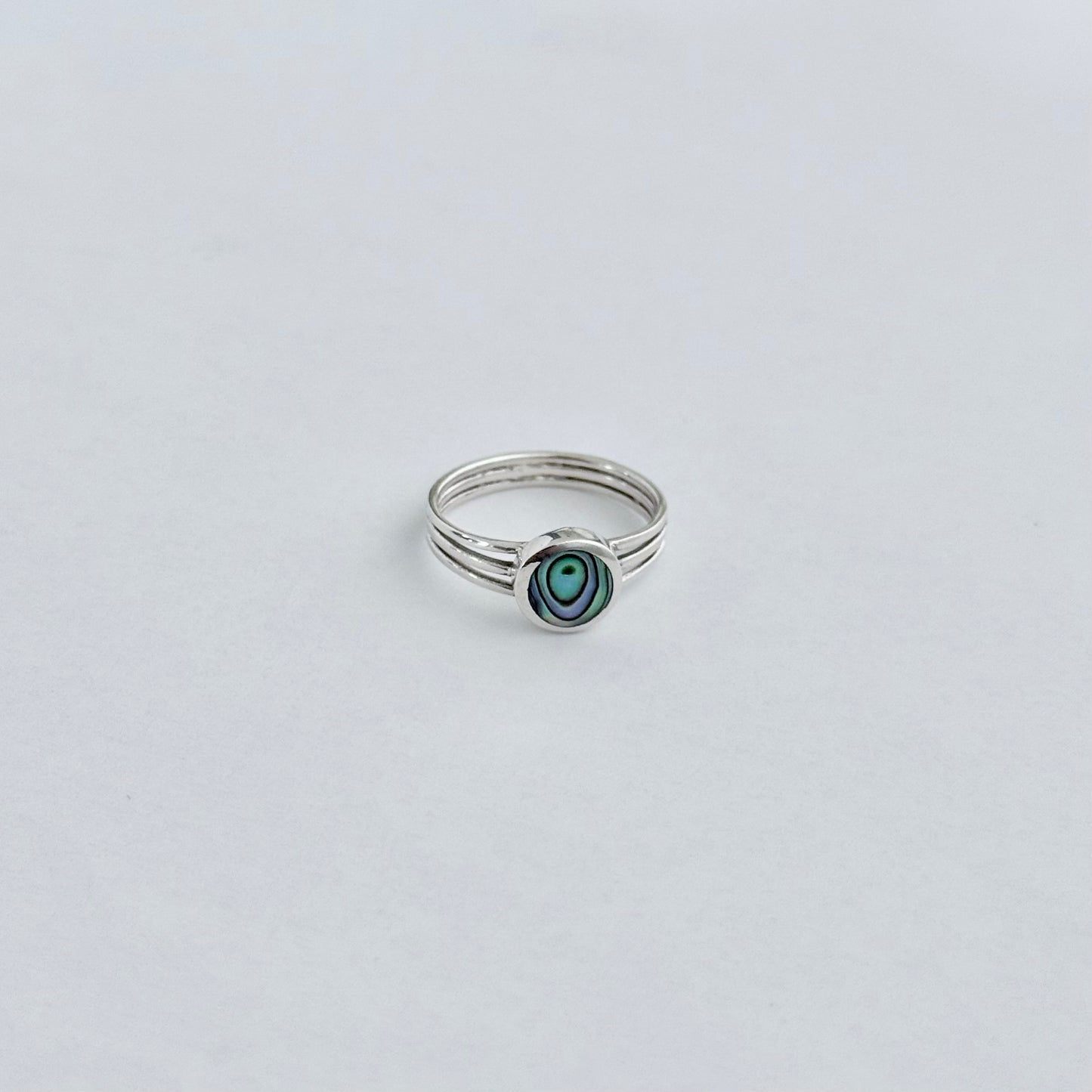 925 Sterling Silver Small Round Abalone Ring | Seashell & Ocean Jewelry