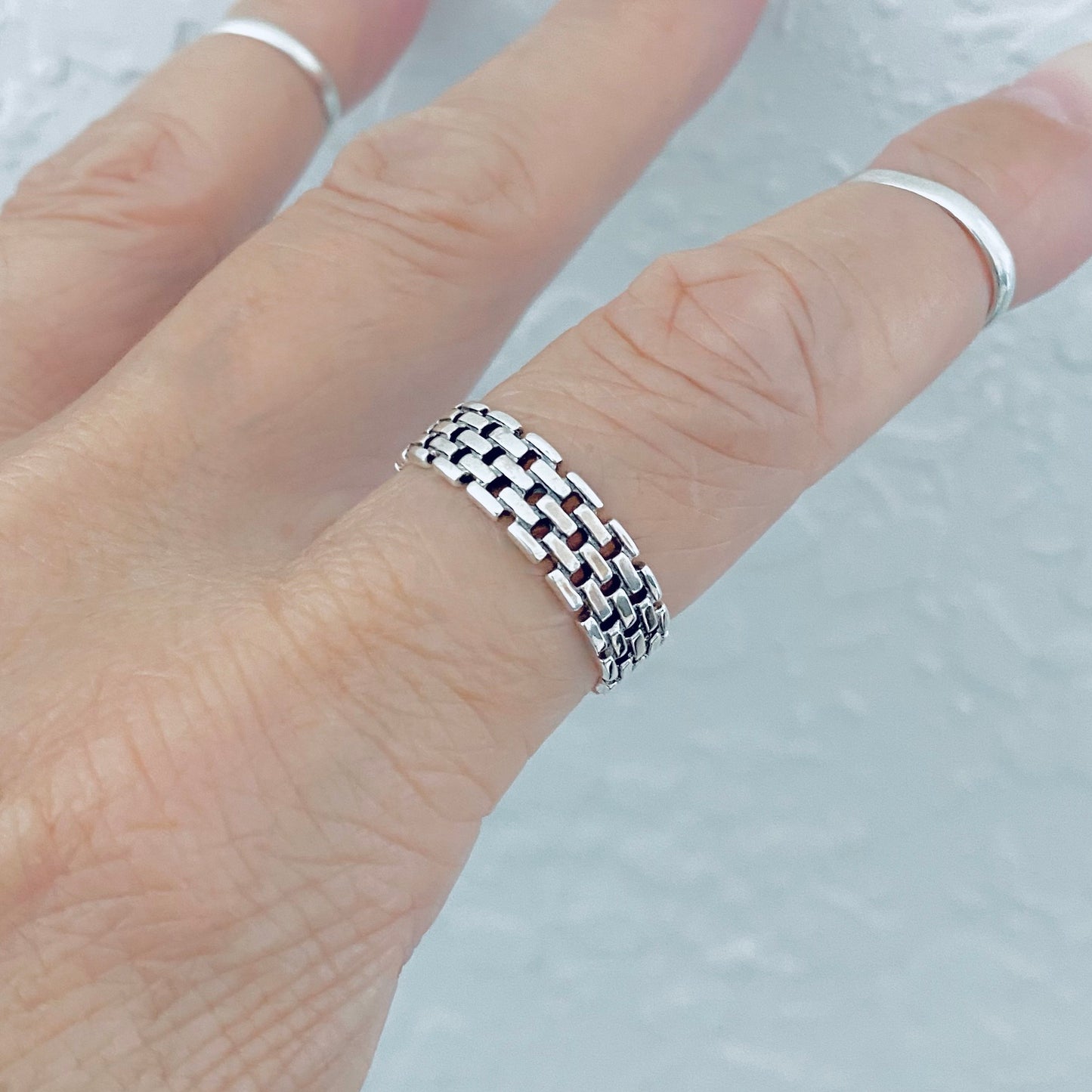 Sterling Silver Unisex Eternity Link Ring, Wedding Bands, Silver Rings, Chain Links