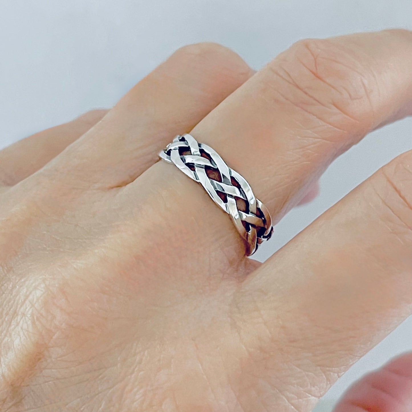 Sterling Silver Unisex Eternity Weave Ring, Braid Celtic Jewelry, Braided Wedding Band