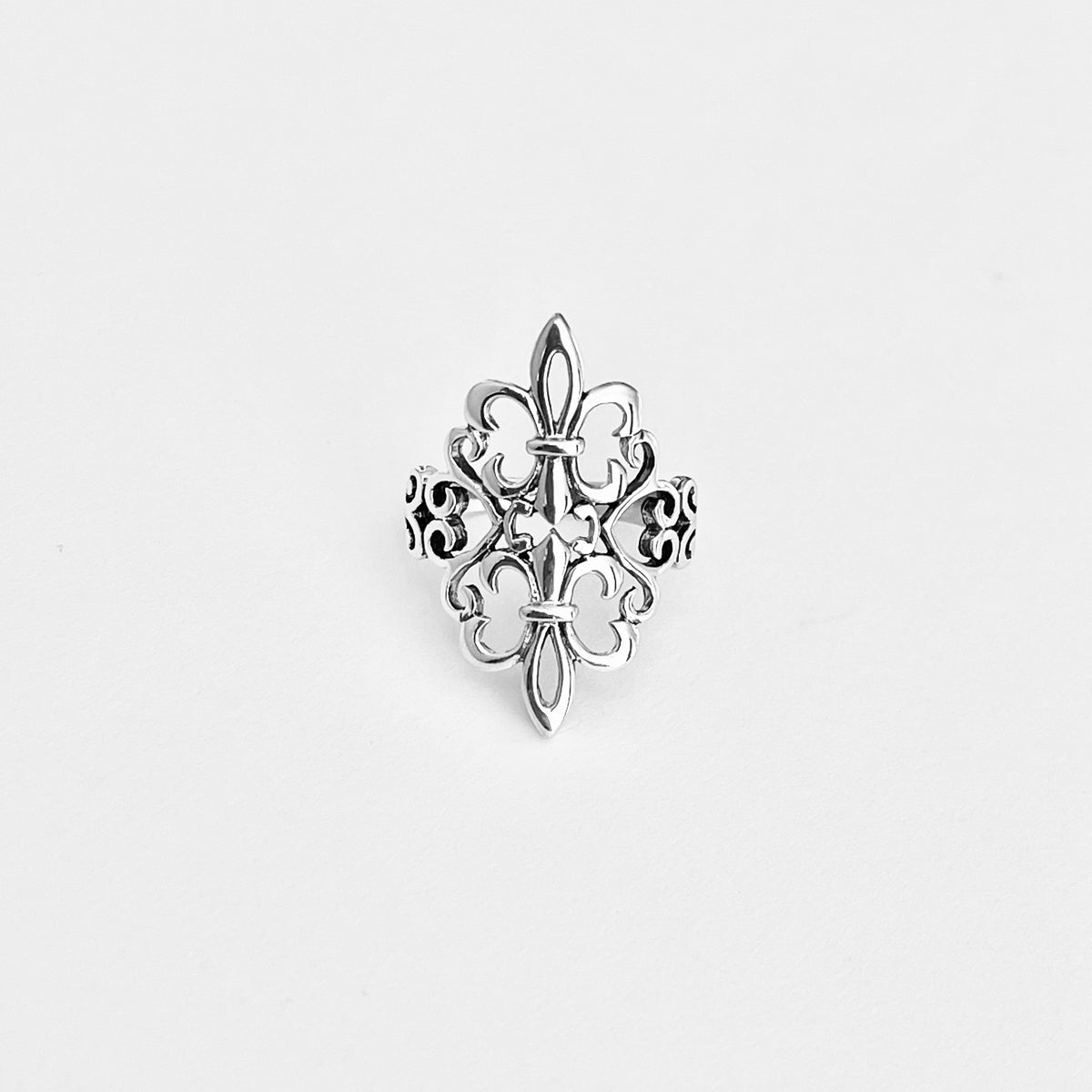 925 Sterling Silver Statement Double Fleur de Lis Ring | Saints Flower Lily Silver Rings
