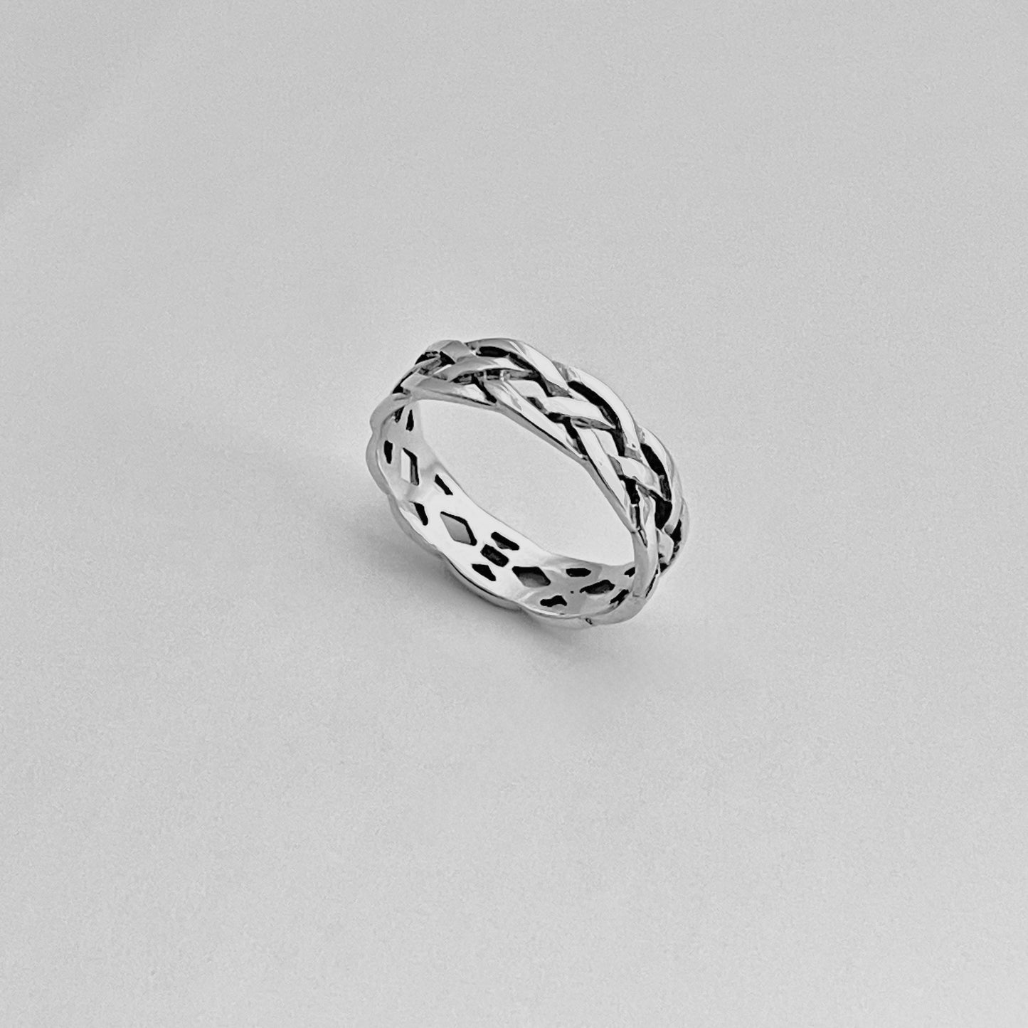 Sterling Silver Unisex Eternity Weave Ring, Braid Celtic Jewelry, Braided Wedding Band