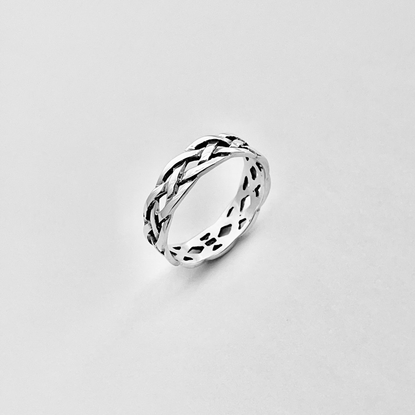 Sterling Silver Unisex Eternity Weave Ring, Braid Celtic Jewelry, Braided Wedding Band