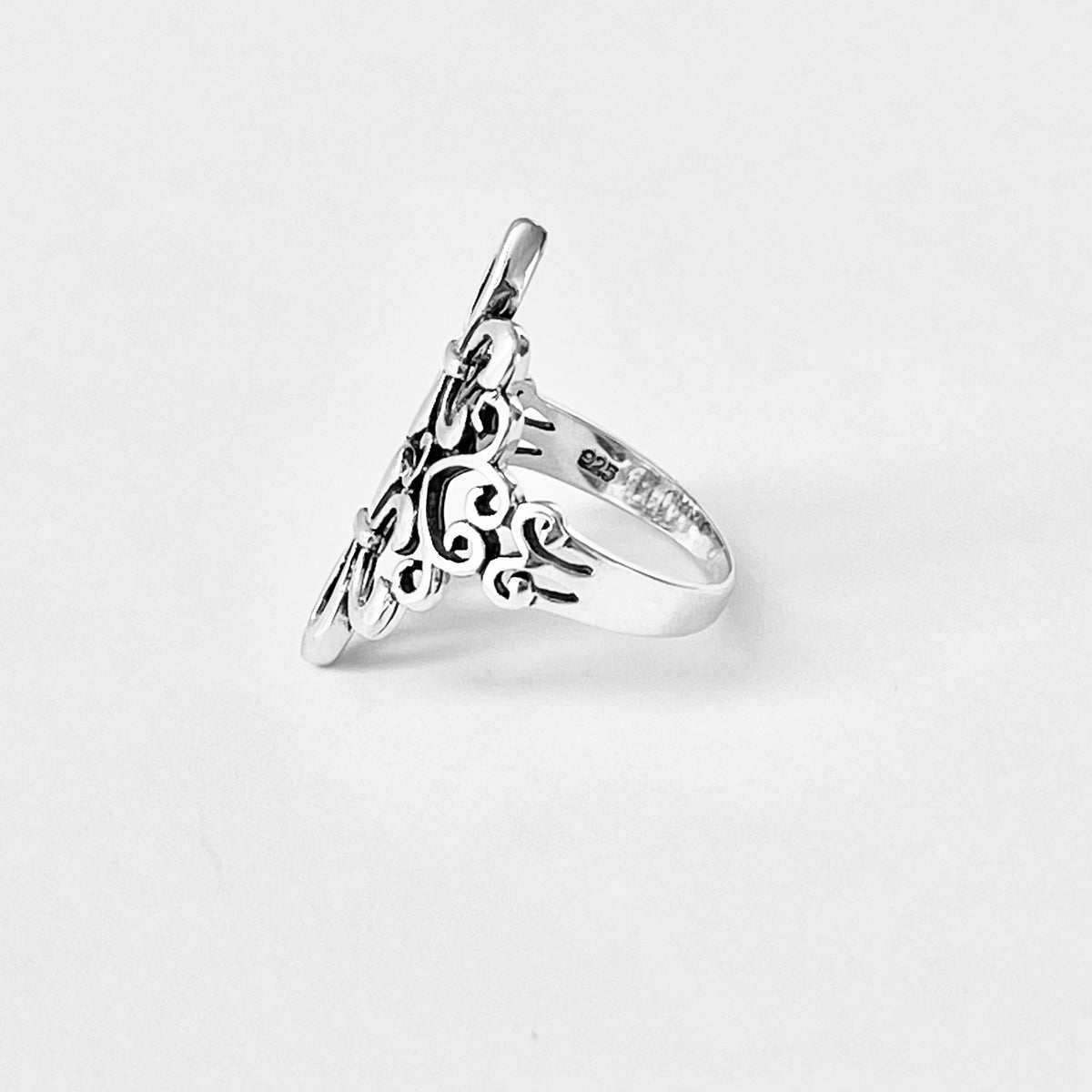 925 Sterling Silver Statement Double Fleur de Lis Ring | Saints Flower Lily Silver Rings