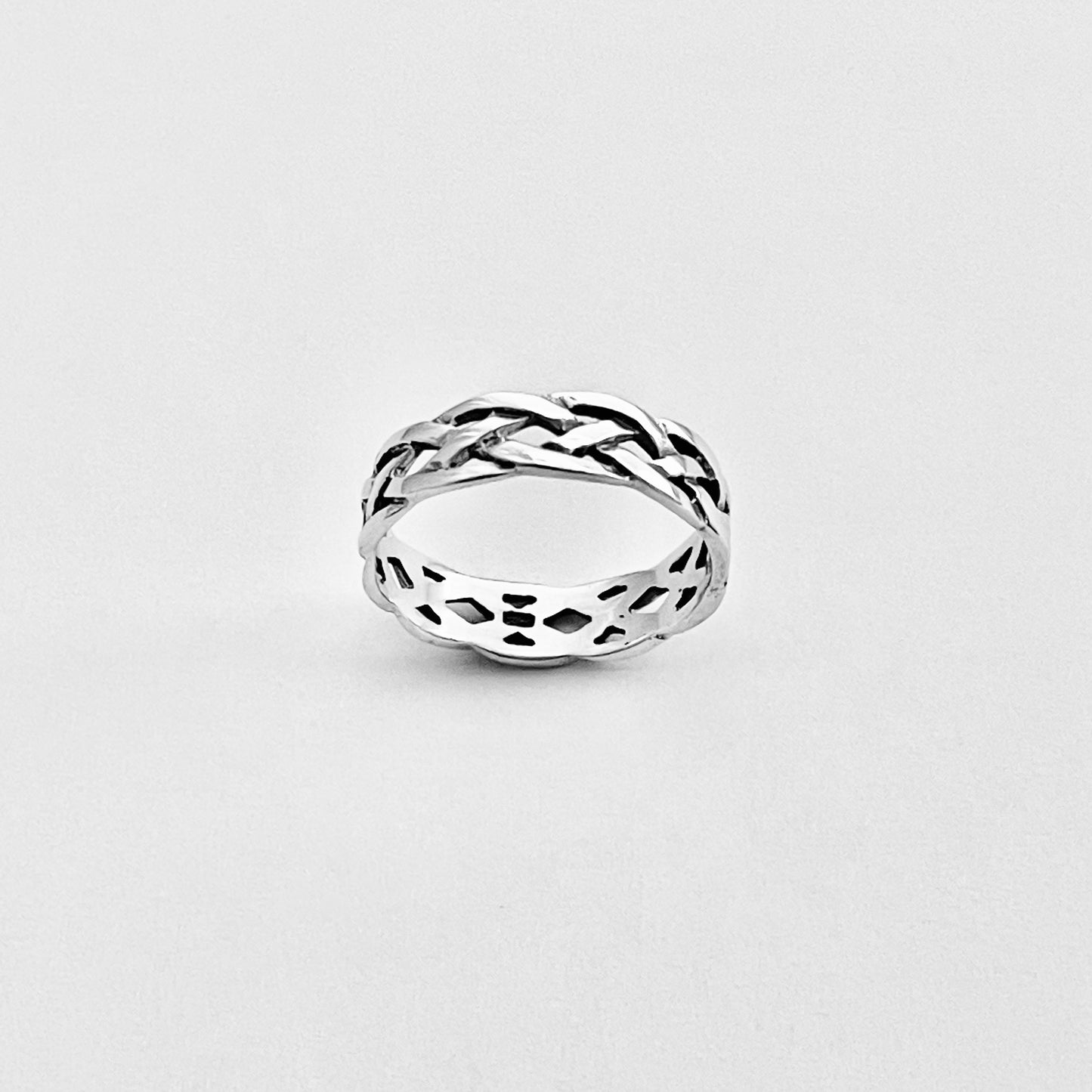 Sterling Silver Unisex Eternity Weave Ring, Braid Celtic Jewelry, Braided Wedding Band
