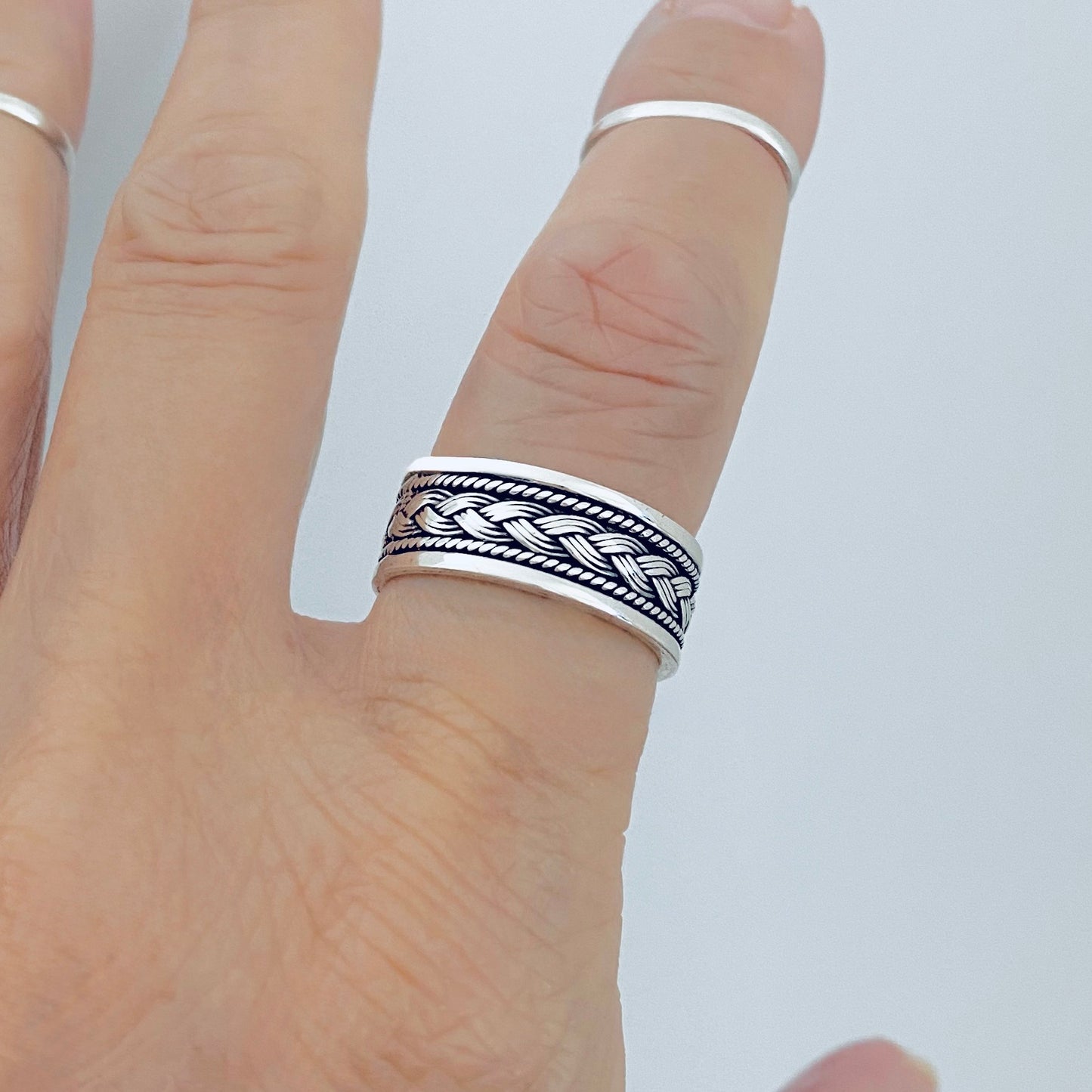 925 Sterling Silver Unisex Braid Ring – Woven Wedding Band, Statement Jewelry