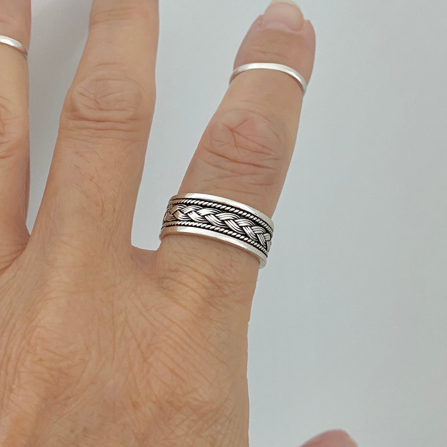 Sterling Silver Unisex Woven Ring, Wedding Band, Braided Rings, Silver Bands