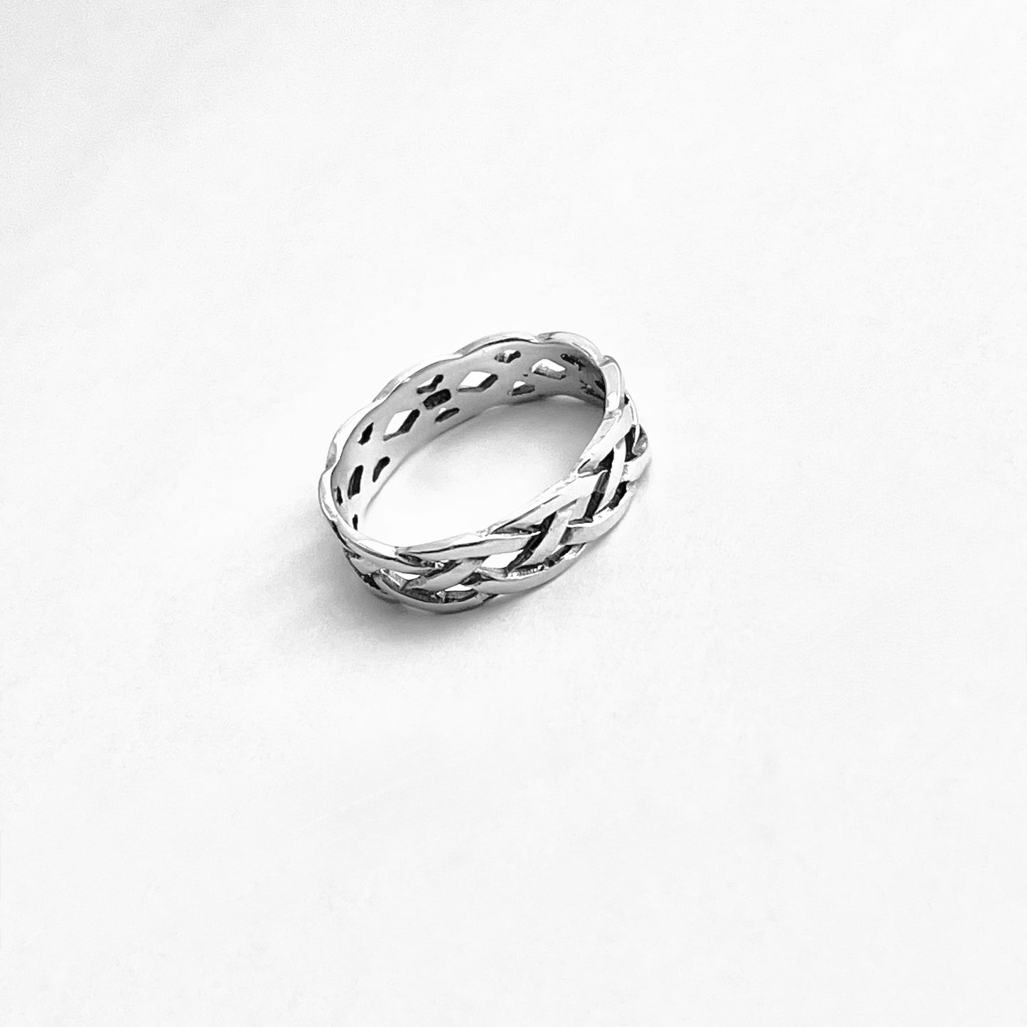 Sterling Silver Unisex Eternity Weave Ring, Braid Celtic Jewelry, Braided Wedding Band