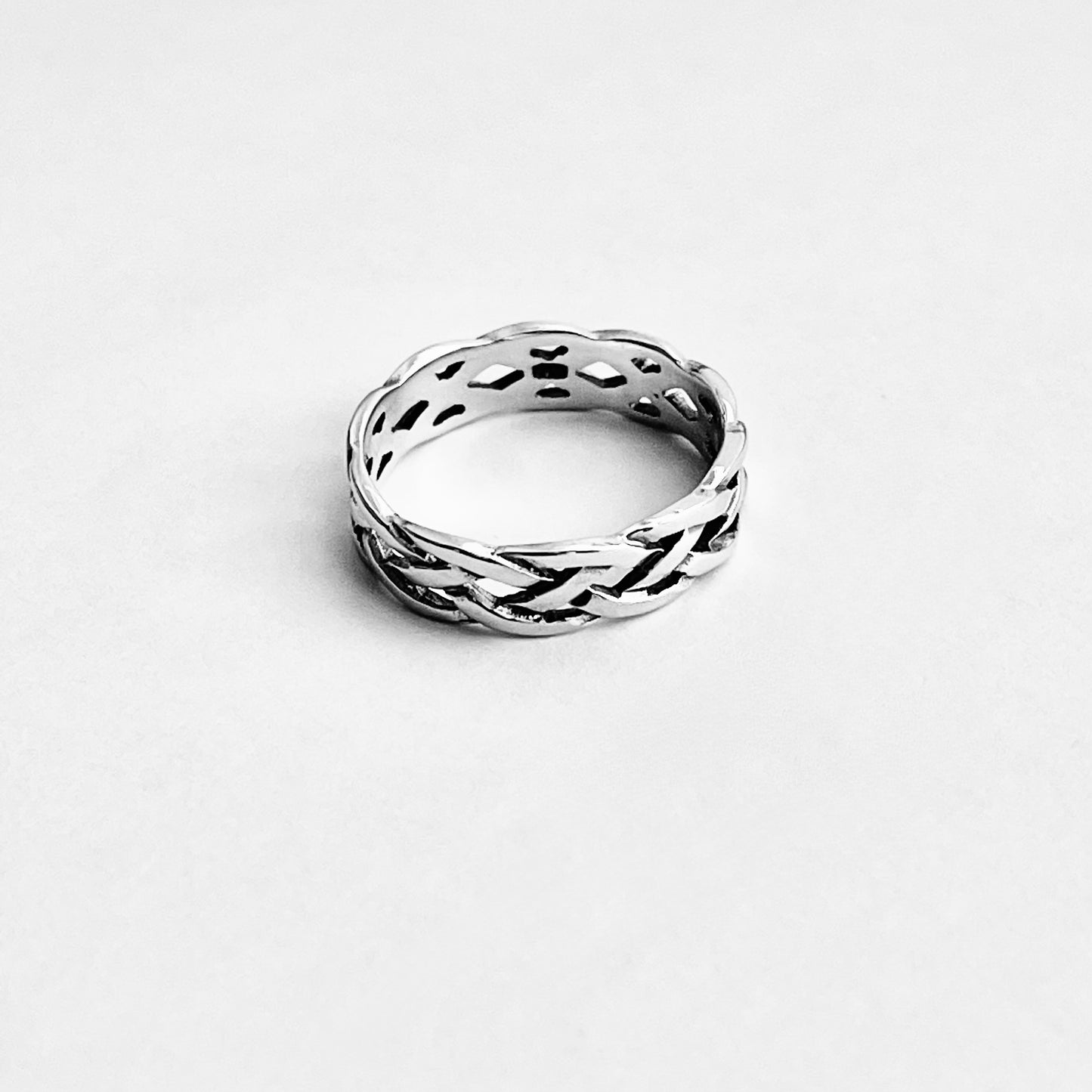 Sterling Silver Unisex Eternity Weave Ring, Braid Celtic Jewelry, Braided Wedding Band