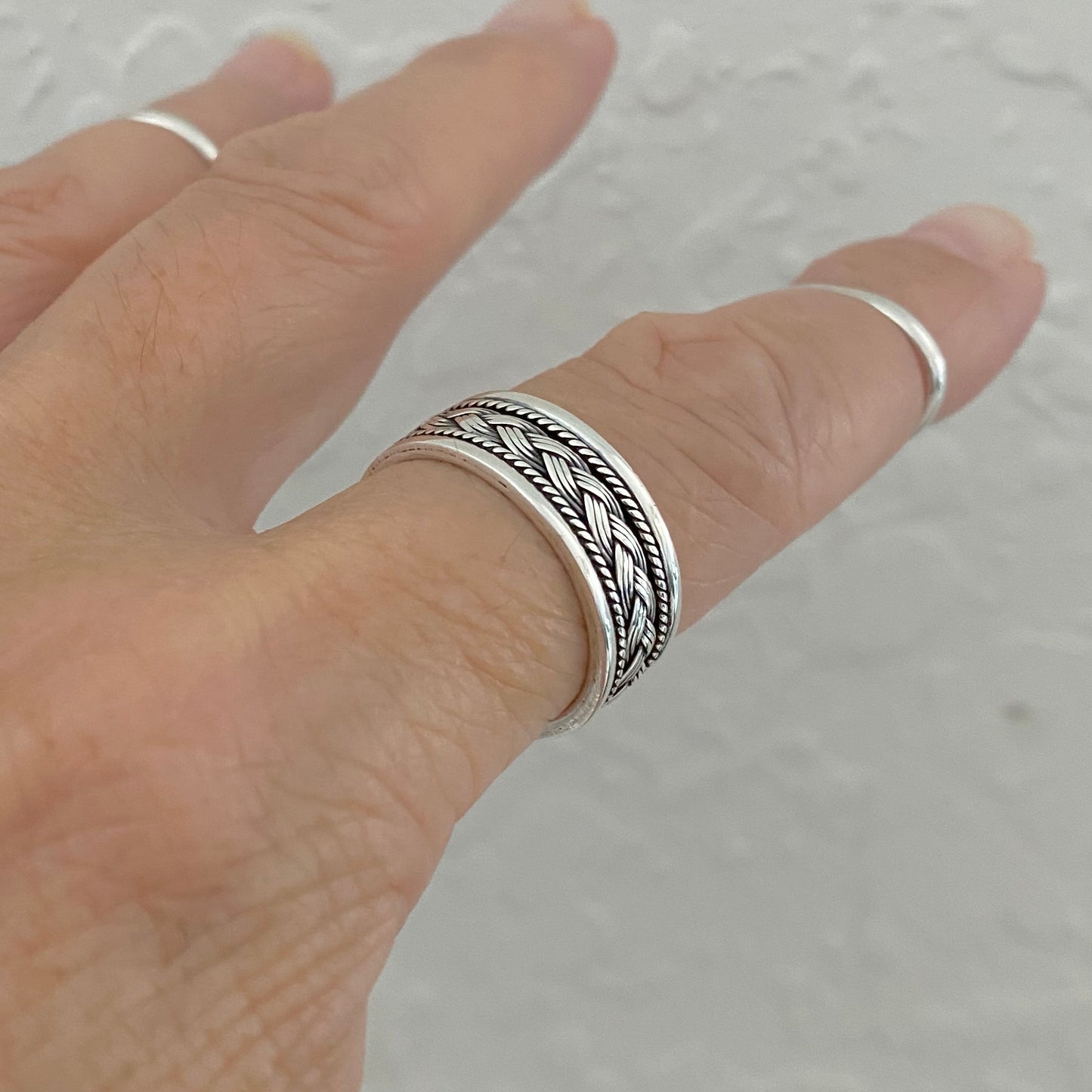 Sterling Silver Unisex Woven Ring, Wedding Band, Braided Rings, Silver Bands