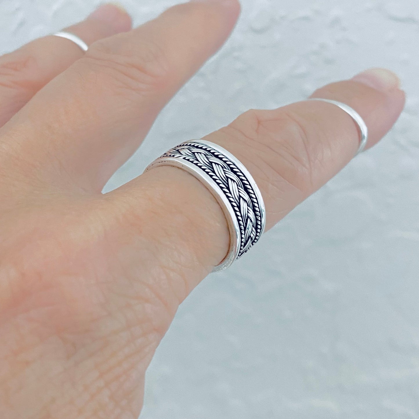925 Sterling Silver Unisex Braid Ring – Woven Wedding Band, Statement Jewelry