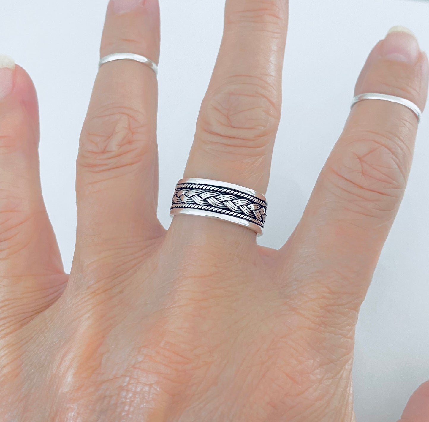925 Sterling Silver Unisex Braid Ring – Woven Wedding Band, Statement Jewelry
