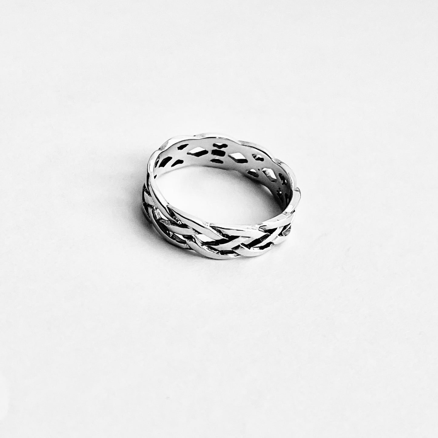 Sterling Silver Unisex Eternity Weave Ring, Braid Celtic Jewelry, Braided Wedding Band