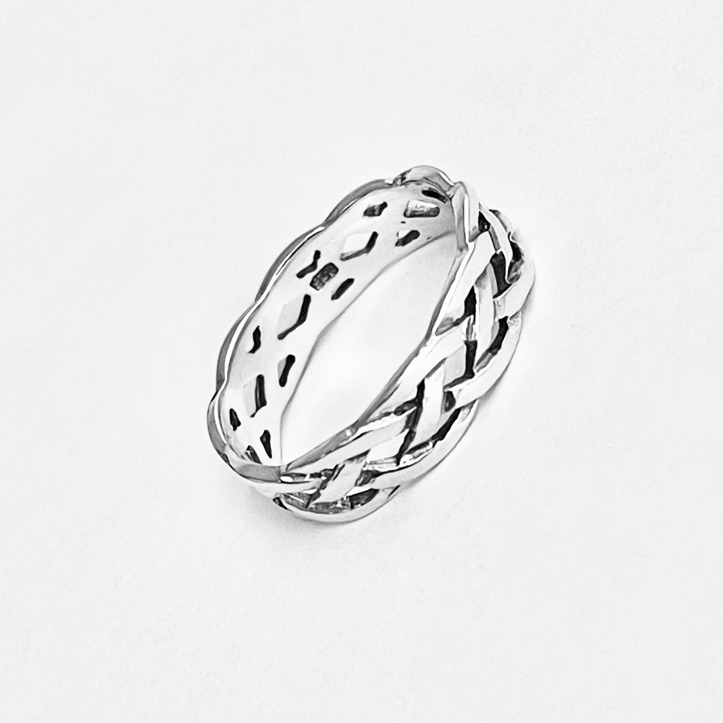Sterling Silver Unisex Eternity Weave Ring, Braid Celtic Jewelry, Braided Wedding Band