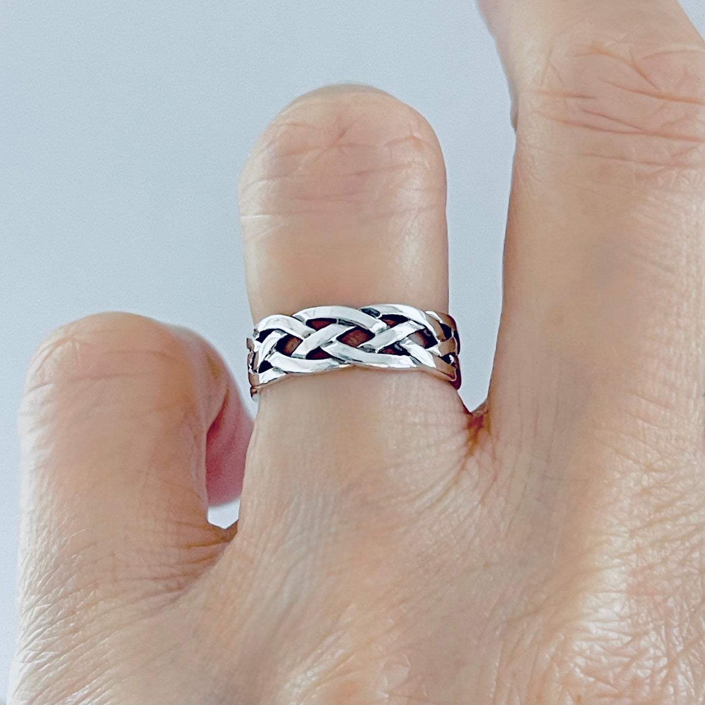 Sterling Silver Unisex Eternity Weave Ring, Braid Celtic Jewelry, Braided Wedding Band