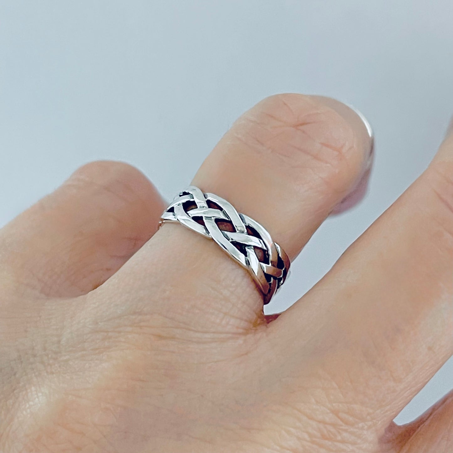 Sterling Silver Unisex Eternity Weave Ring, Braid Celtic Jewelry, Braided Wedding Band
