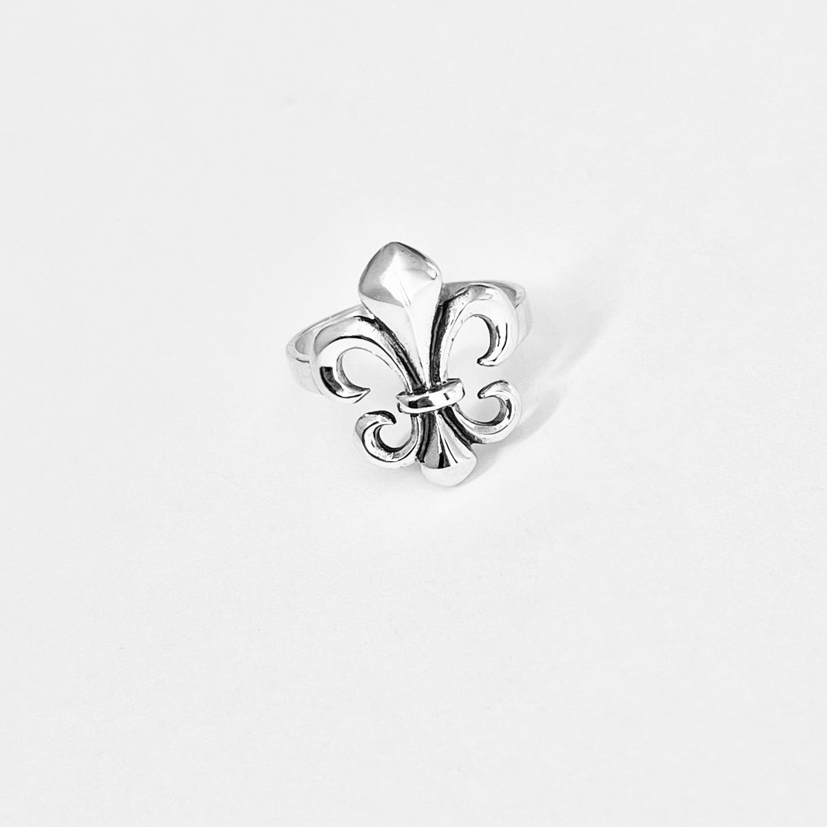 Sterling Silver Statement Fleur de Lis Ring – Saints Symbol Lily Flower Silver Rings