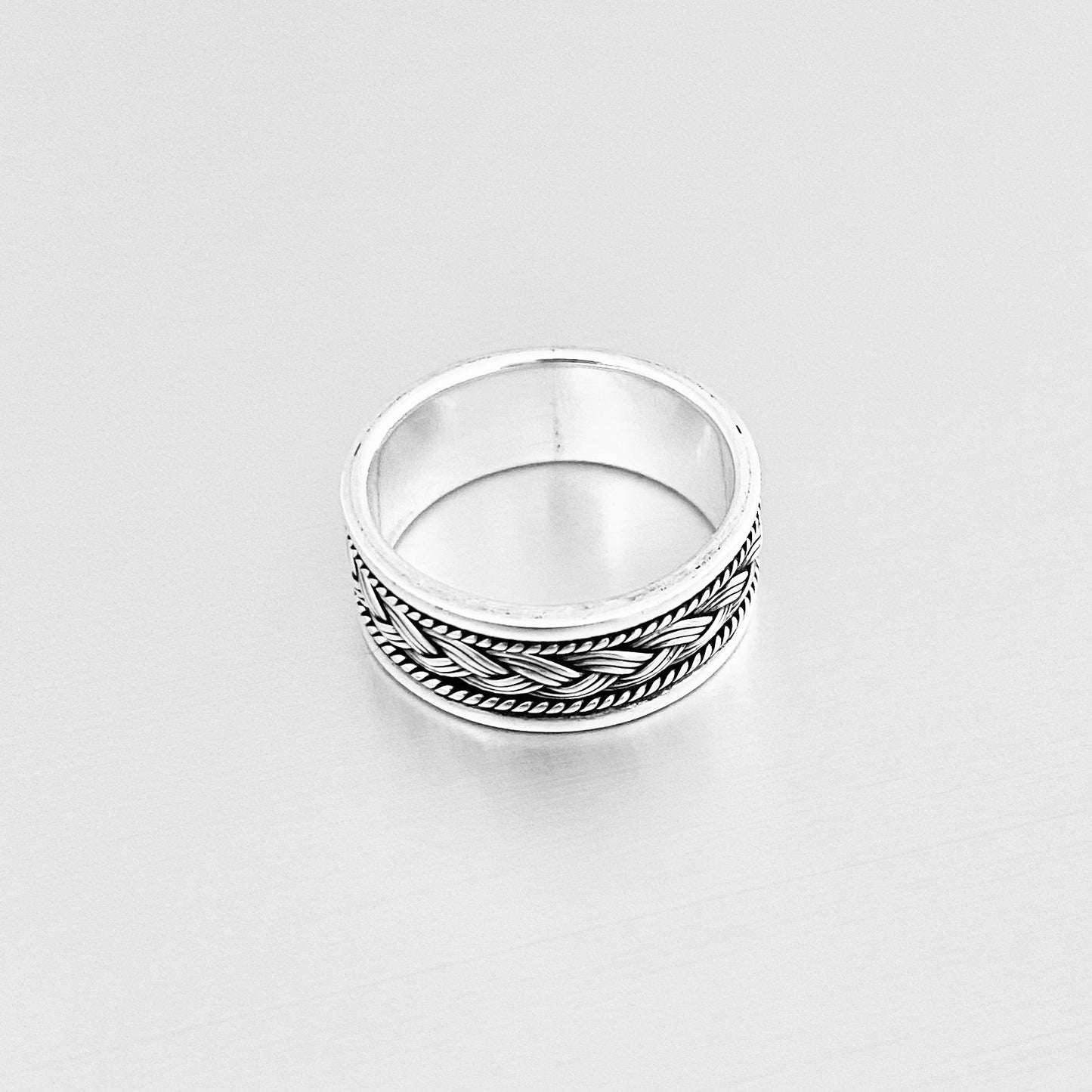 Sterling Silver Unisex Woven Ring, Wedding Band, Braided Rings, Silver Bands