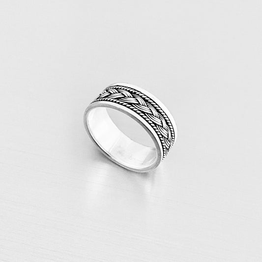 925 Sterling Silver Unisex Braid Ring – Woven Wedding Band, Statement Jewelry