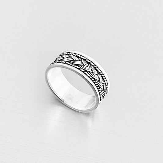 Sterling Silver Unisex Woven Ring, Wedding Band, Braided Rings, Silver Bands