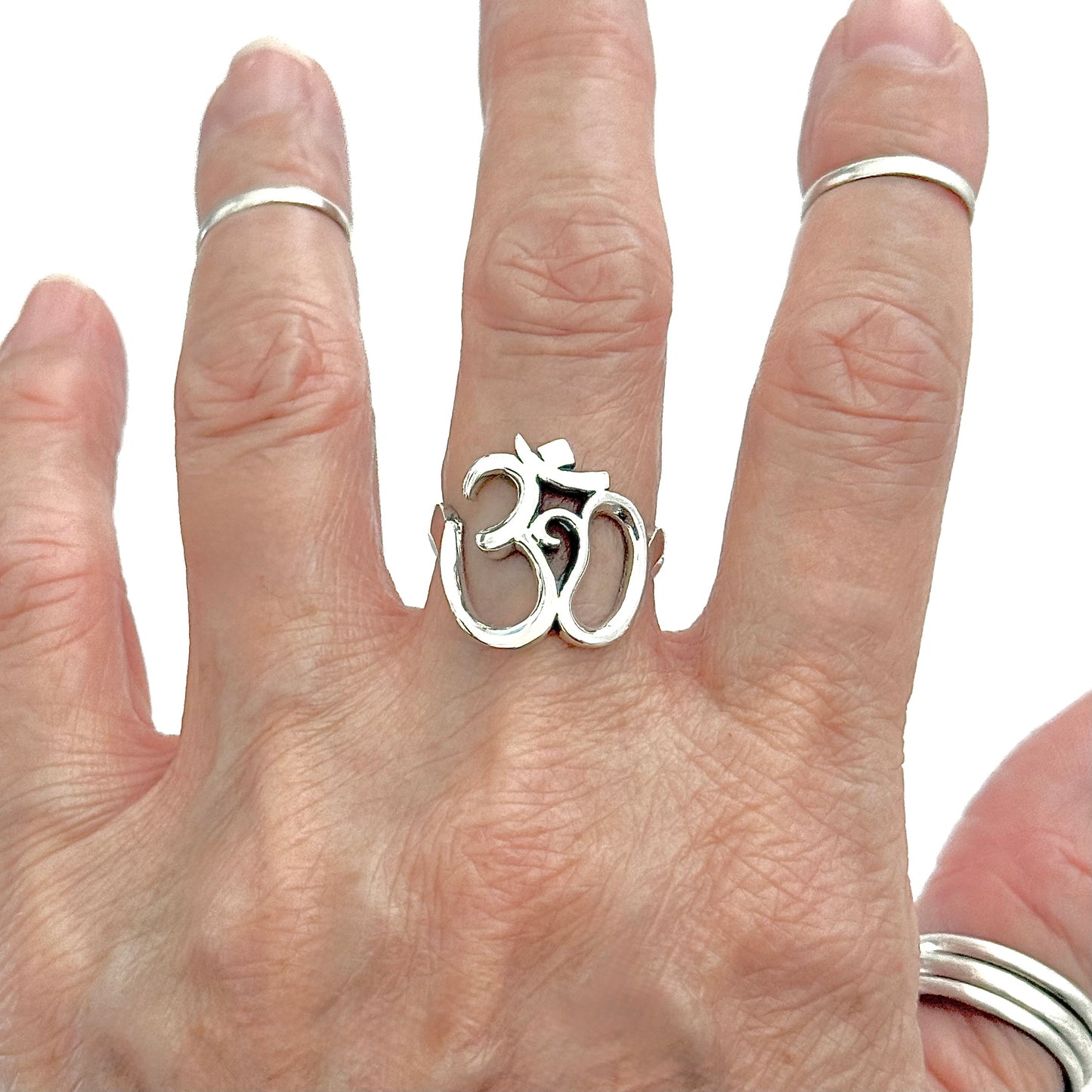 Sterling Silver Large OM Ring, Yoga Ring, Spirit Silver Rings, Sounds