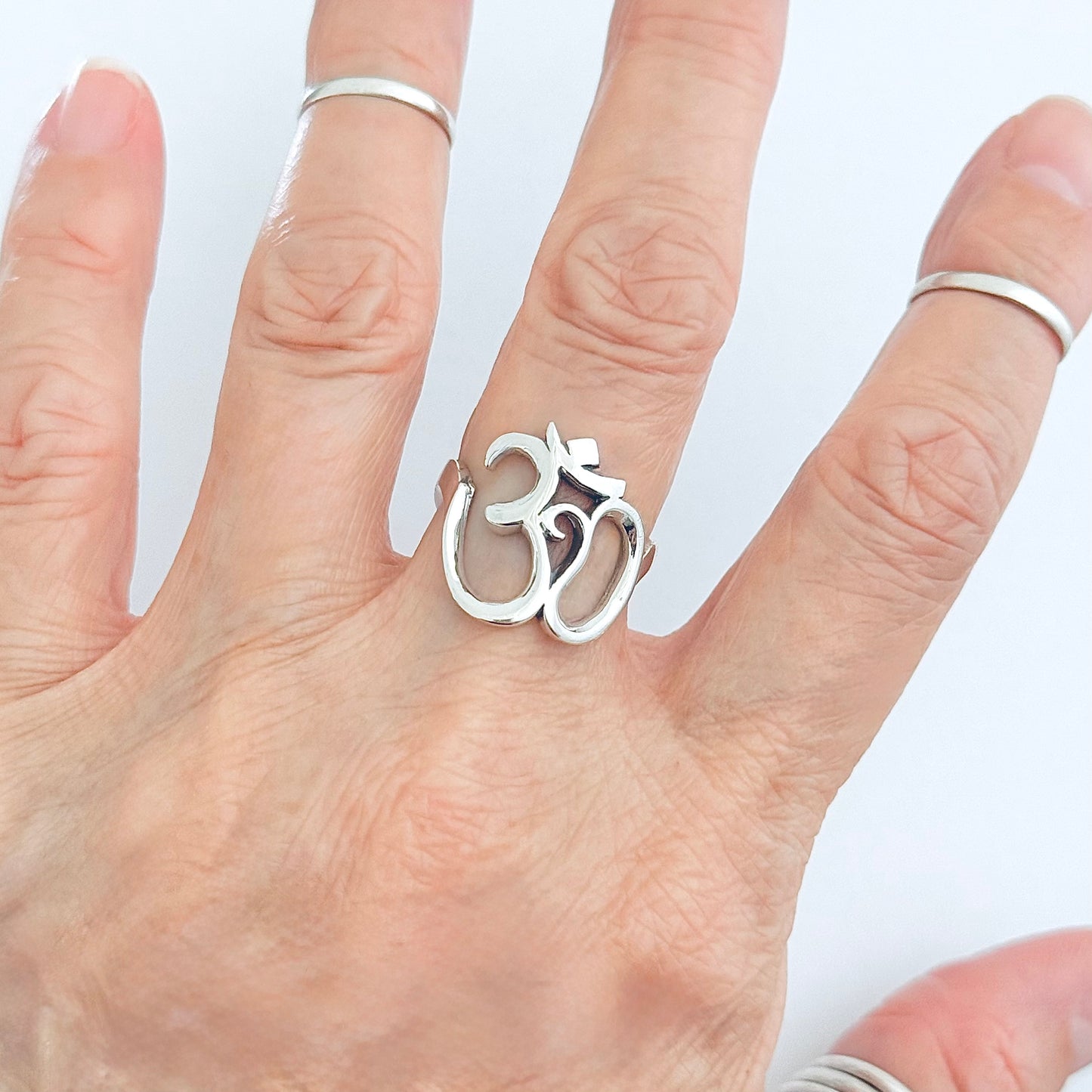 Sterling Silver Large OM Ring, Yoga Ring, Spirit Silver Rings, Sounds