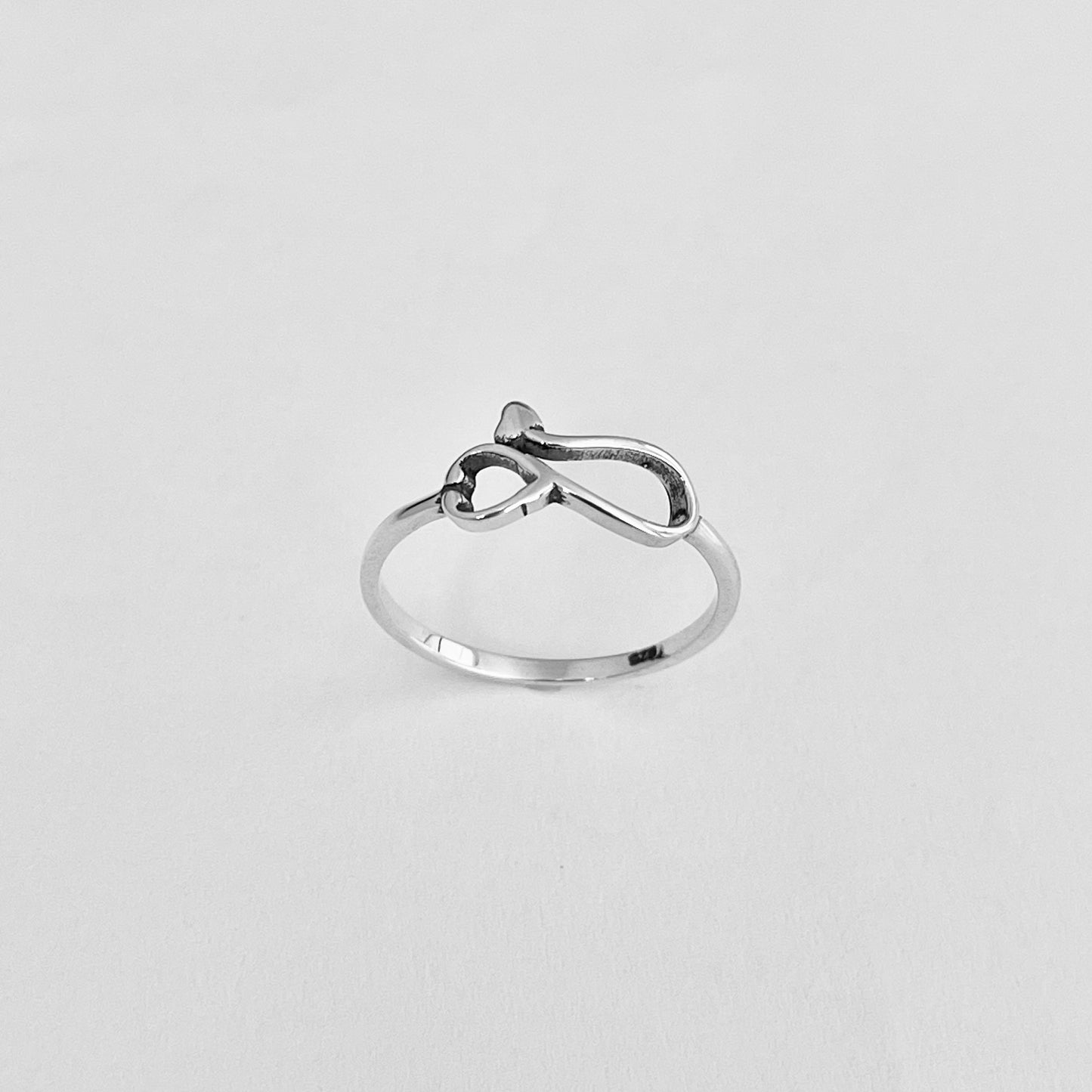 Sterling Silver Small Sideway Heart Stethoscope Ring, Doctor and Nurse Silver Ring, Medical Ring