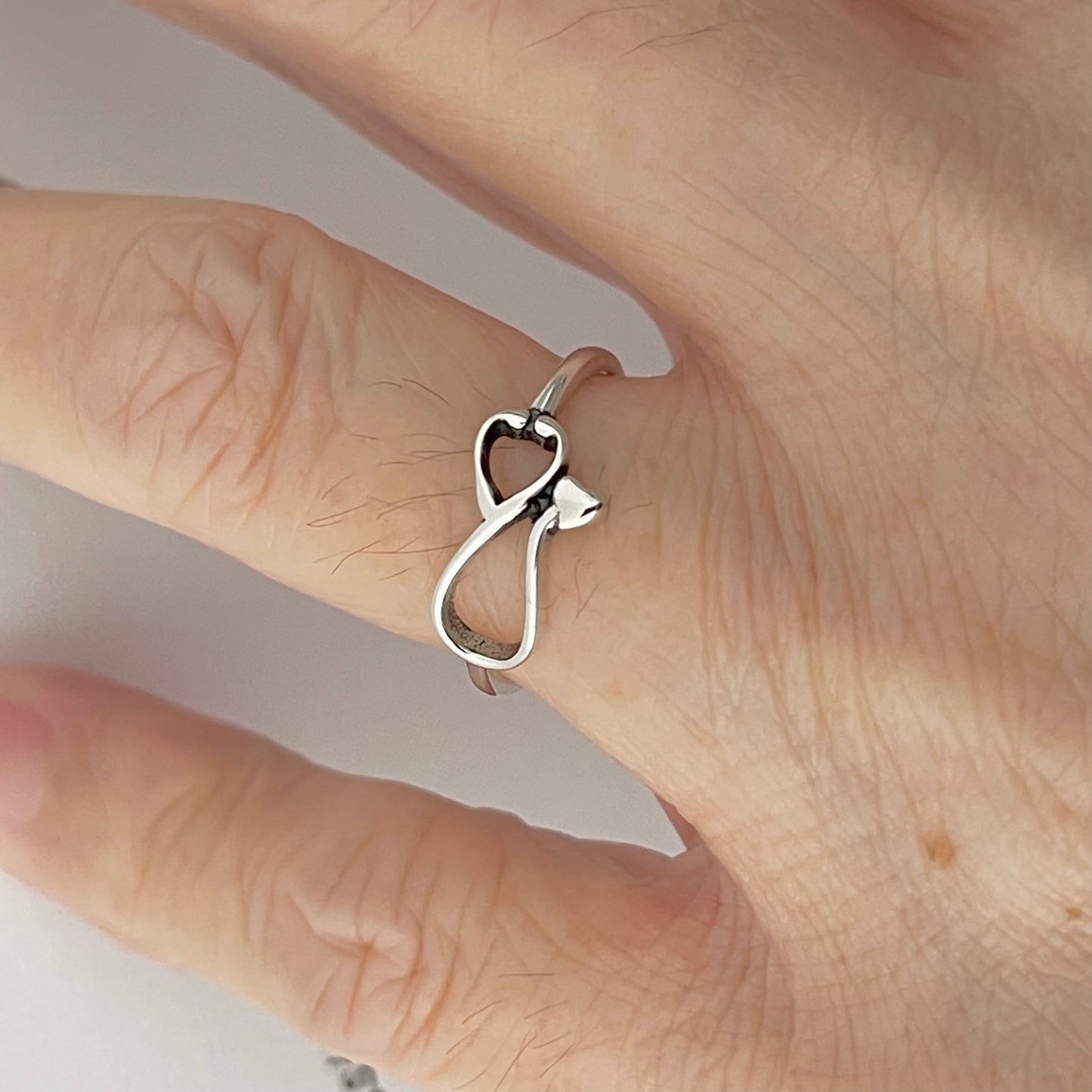 Sterling Silver Small Sideway Heart Stethoscope Ring, Doctor and Nurse Silver Ring, Medical Ring