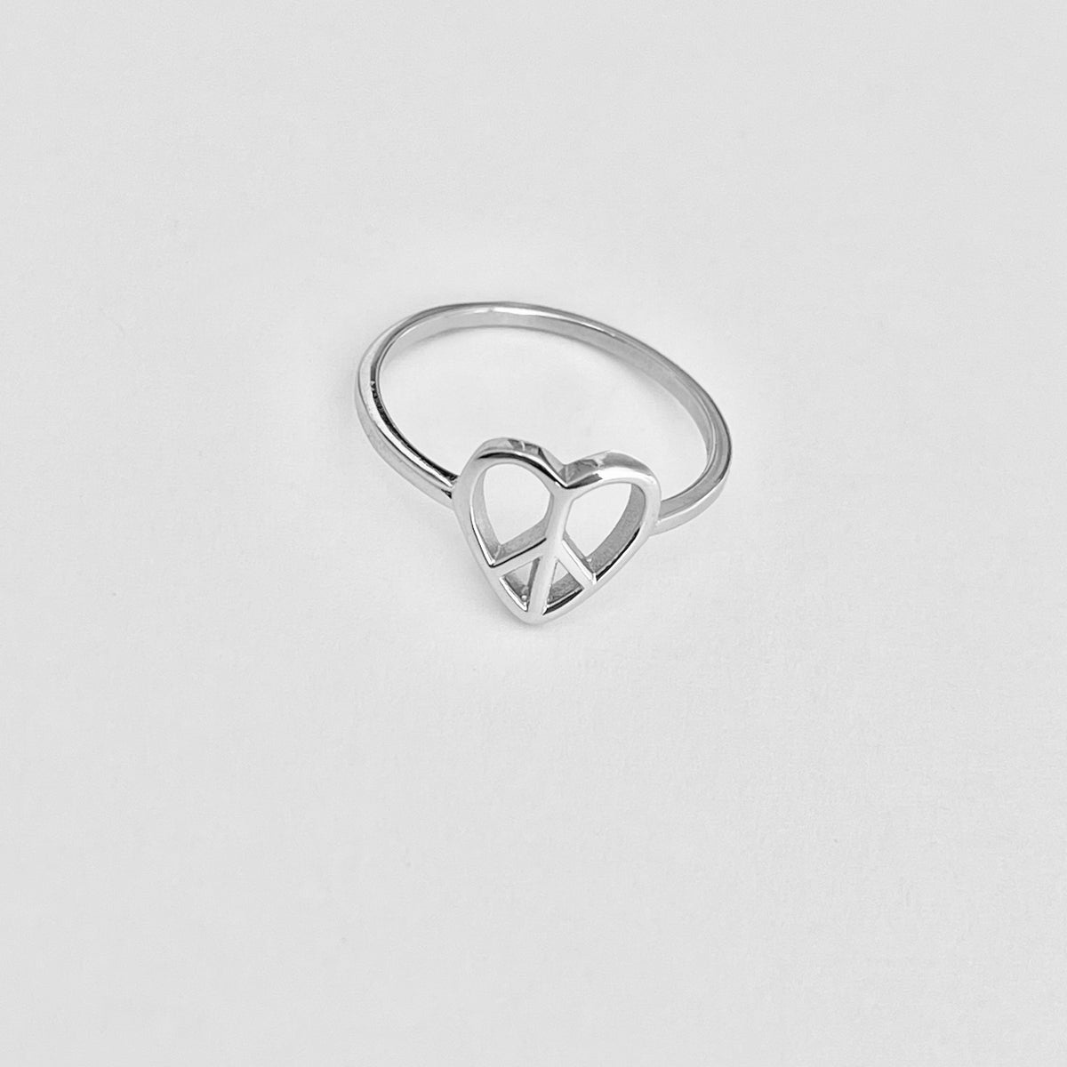 925 Sterling Silver Small Heart Peace Ring | Love Unity Minimalist Silver Rings