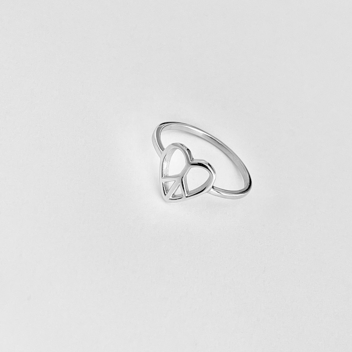 925 Sterling Silver Small Heart Peace Ring | Love Unity Minimalist Silver Rings