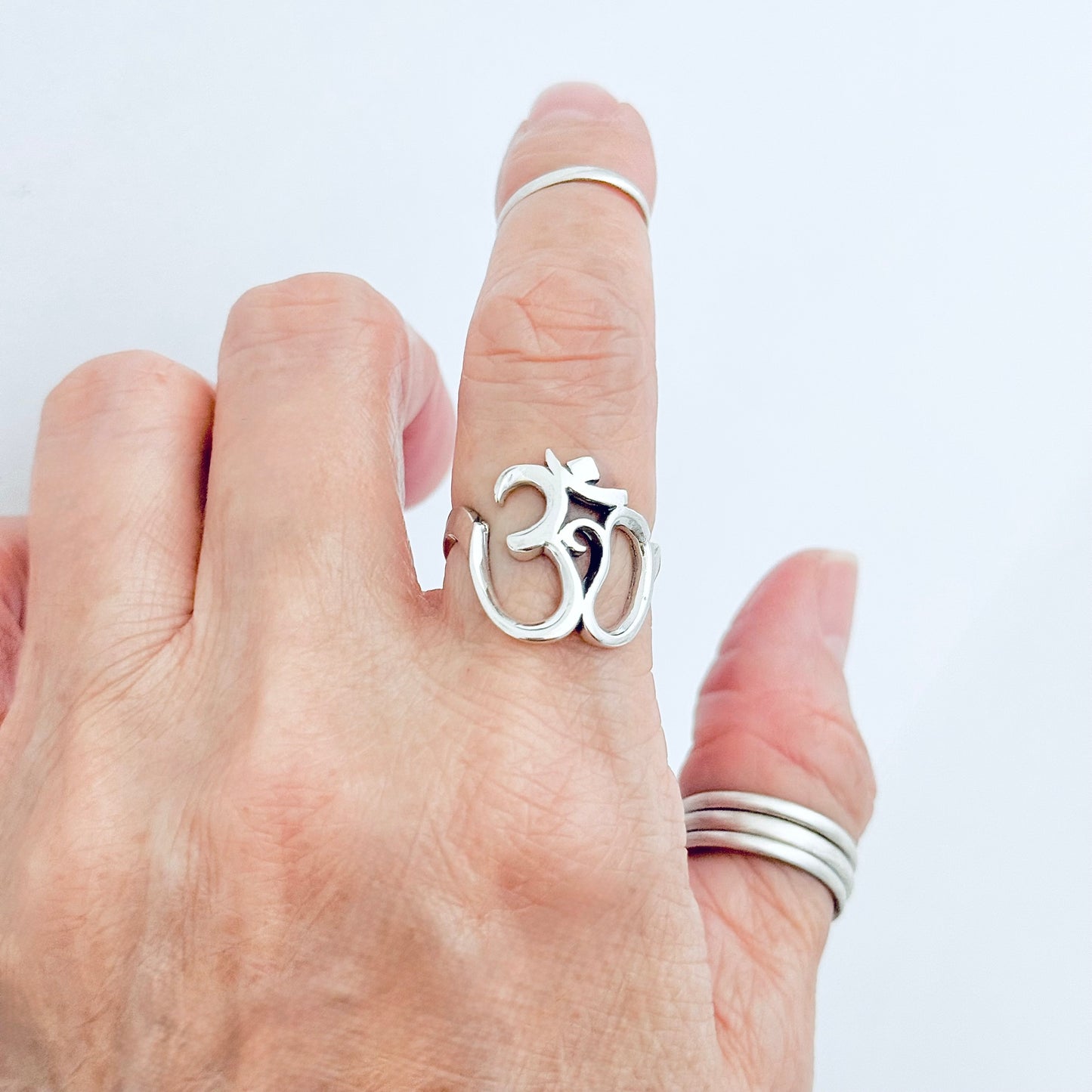 Sterling Silver Large OM Ring, Yoga Ring, Spirit Silver Rings, Sounds