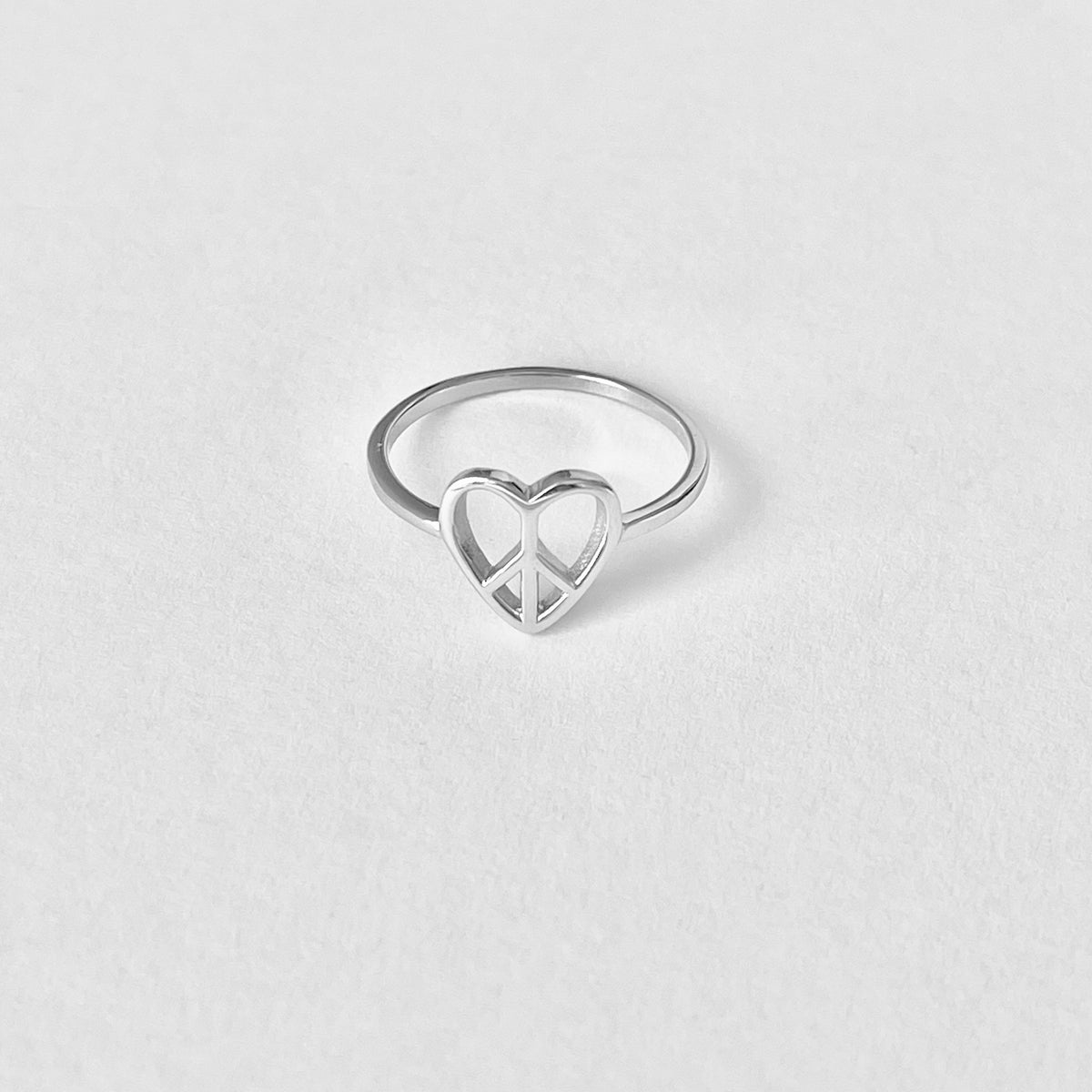 925 Sterling Silver Small Heart Peace Ring | Love Unity Minimalist Silver Rings