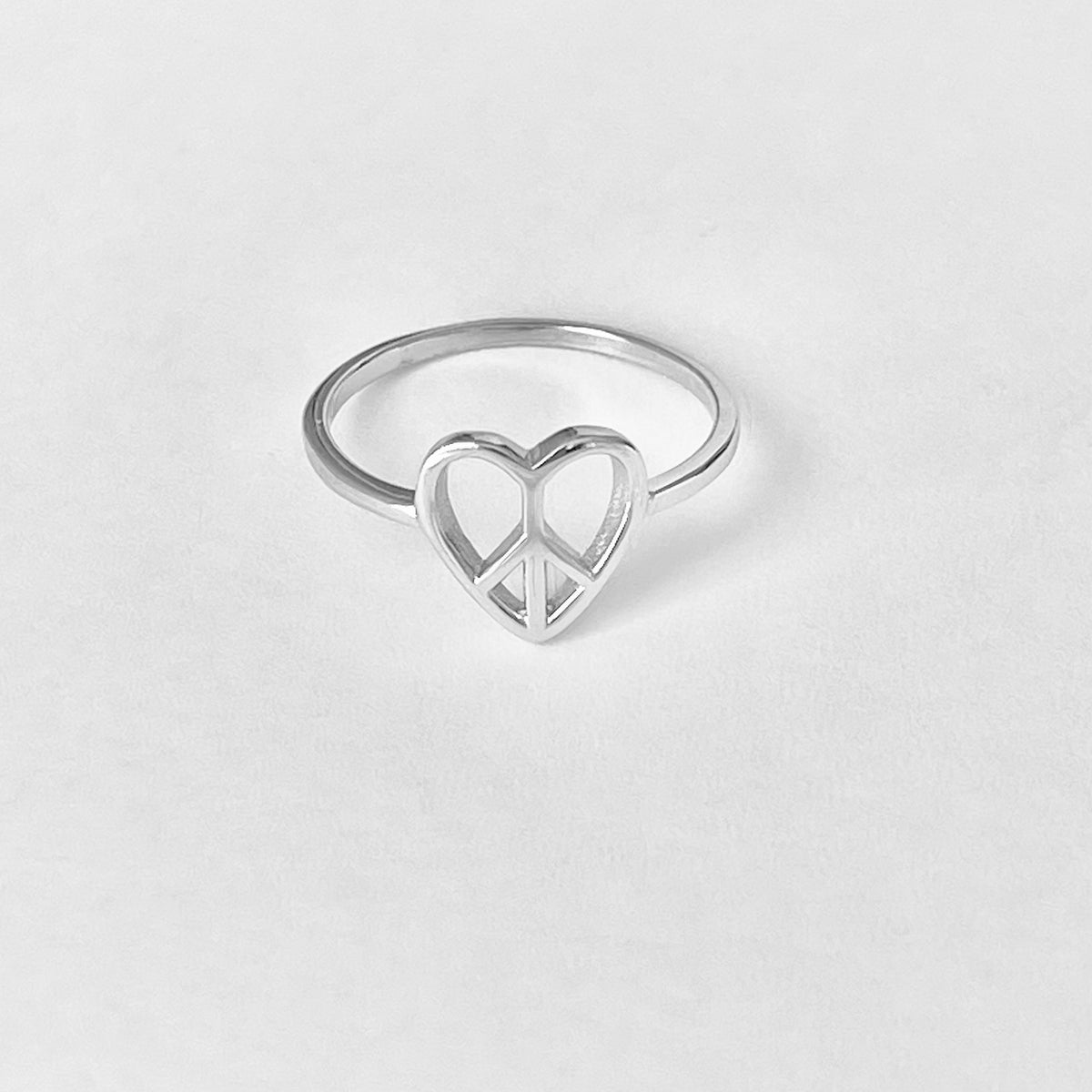 925 Sterling Silver Small Heart Peace Ring | Love Unity Minimalist Silver Rings