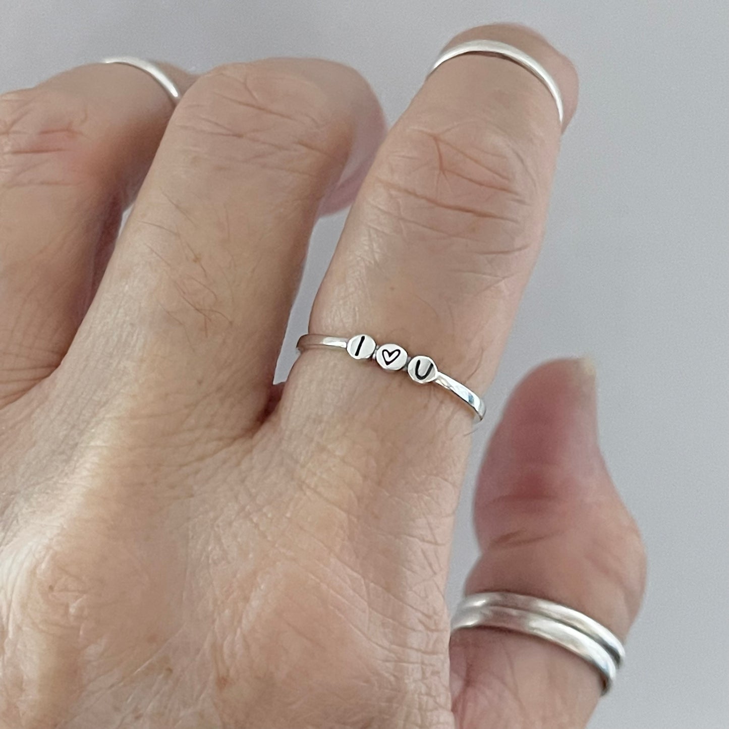 Sterling Silver Minimalist I Love You Ring, Heart Silver Rings, Promise Ring