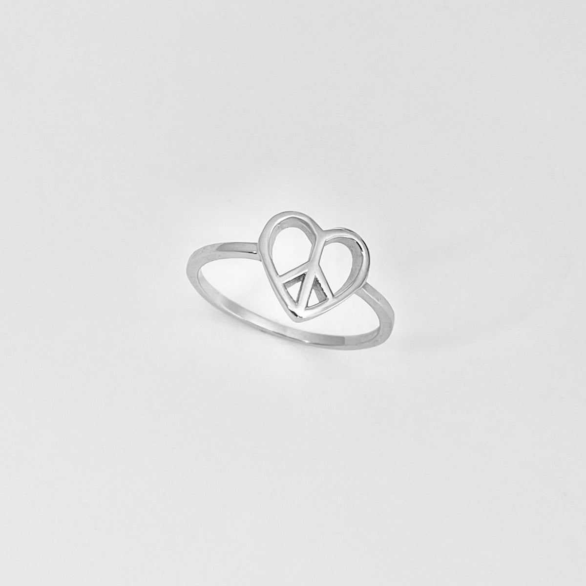 925 Sterling Silver Small Heart Peace Ring | Love Unity Minimalist Silver Rings