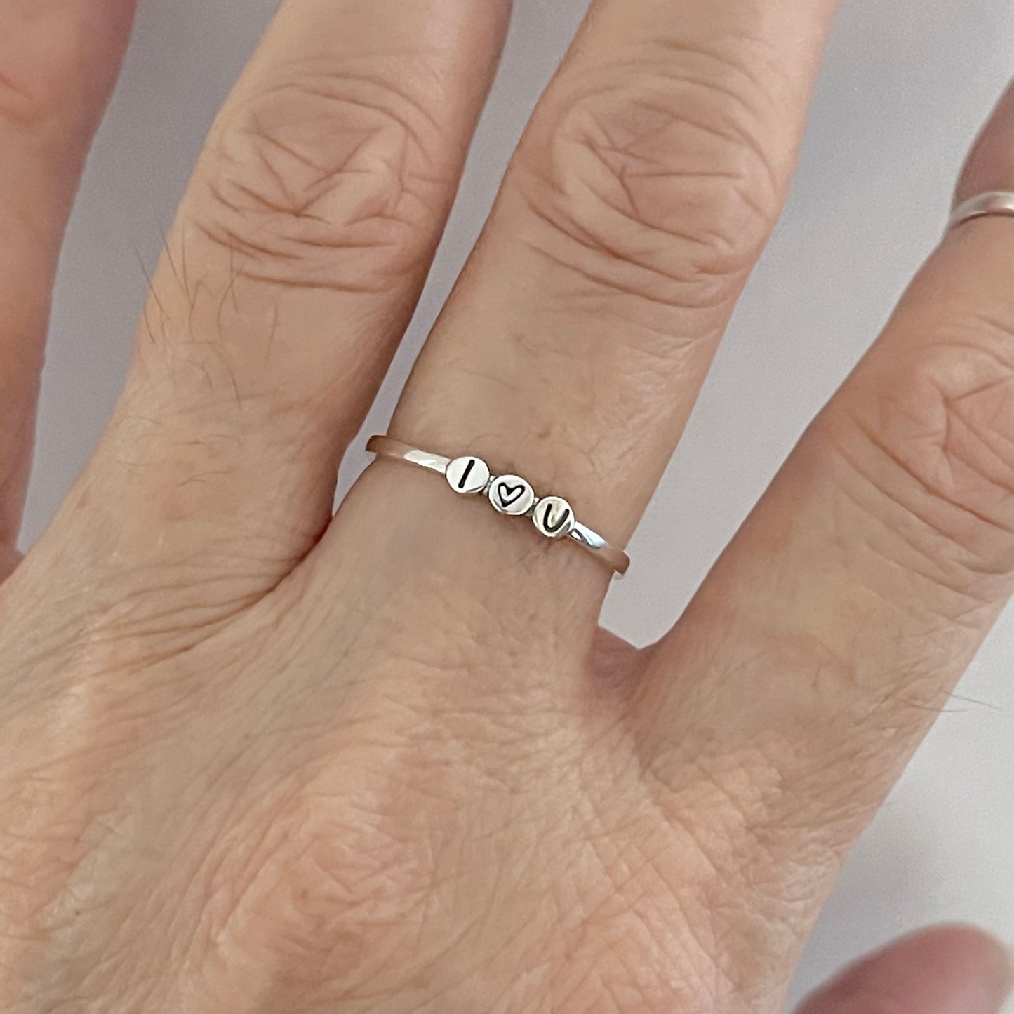 Sterling Silver Minimalist I Love You Ring, Heart Silver Rings, Promise Ring