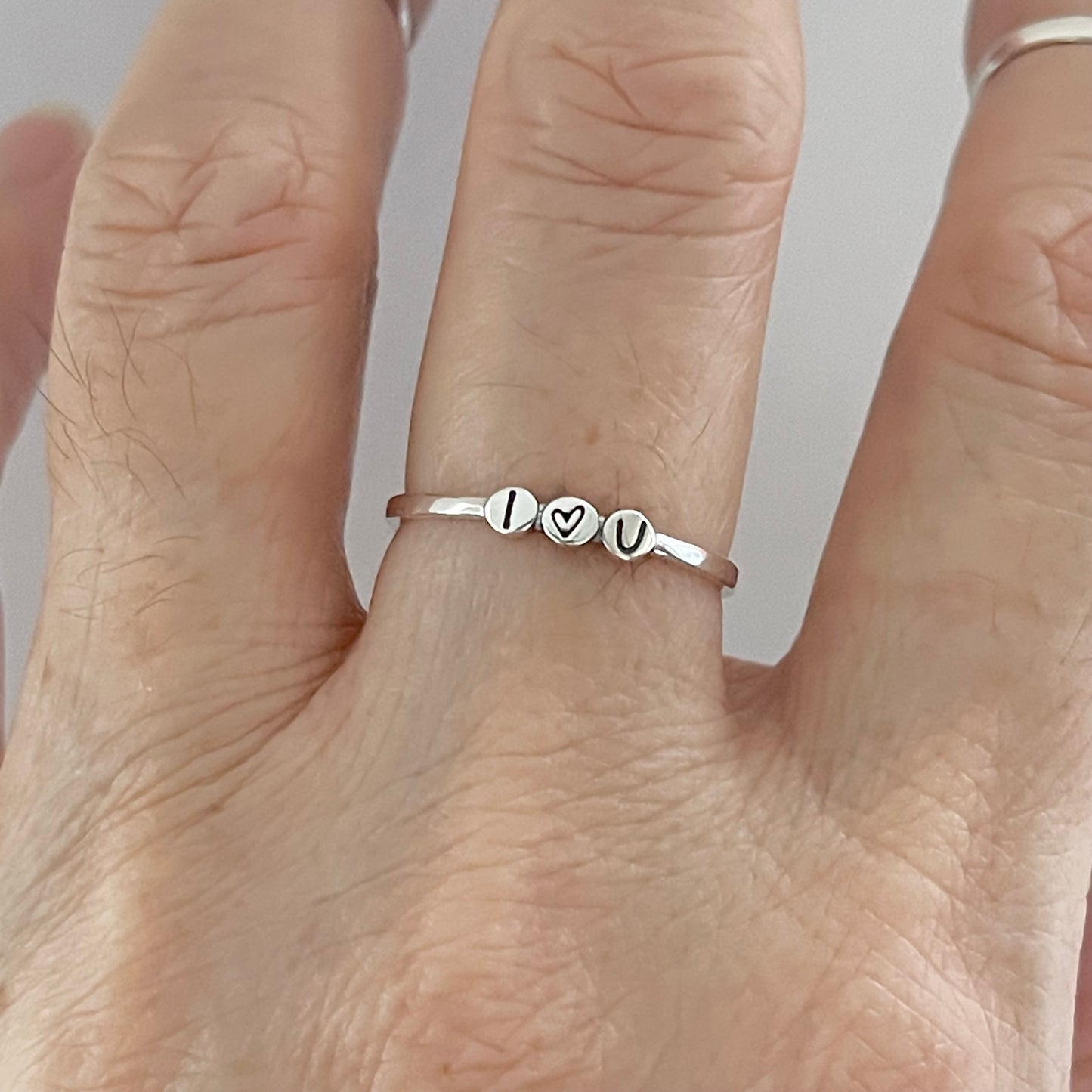 Sterling Silver Minimalist I Love You Ring, Heart Silver Rings, Promise Ring