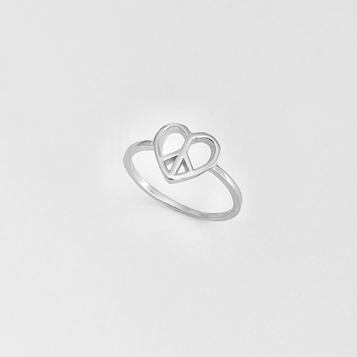 925 Sterling Silver Small Heart Peace Ring | Love Unity Minimalist Silver Rings