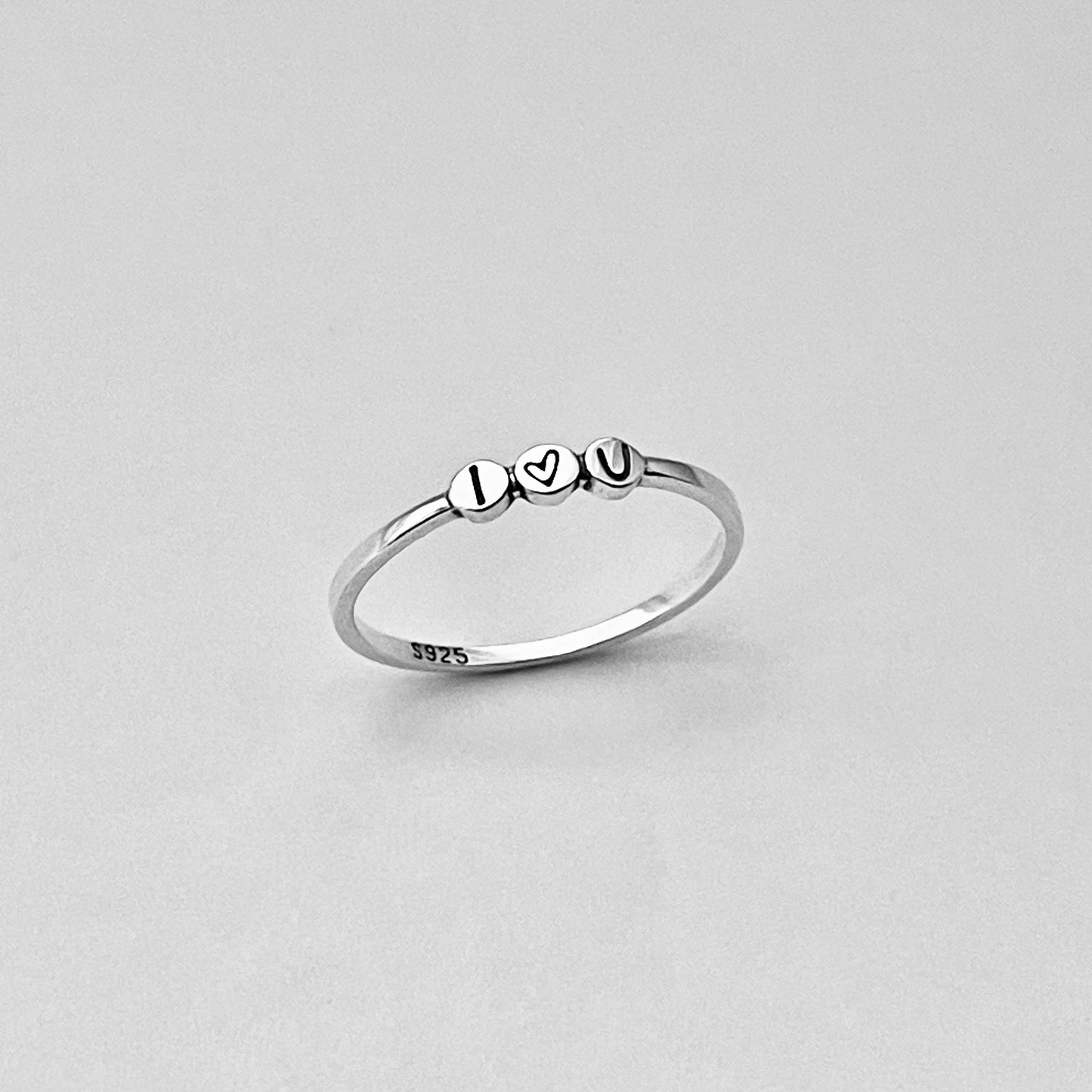 Sterling Silver Minimalist I Love You Ring, Heart Silver Rings, Promise Ring