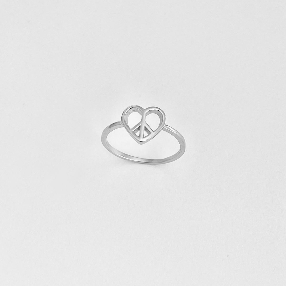 925 Sterling Silver Small Heart Peace Ring | Love Unity Minimalist Silver Rings